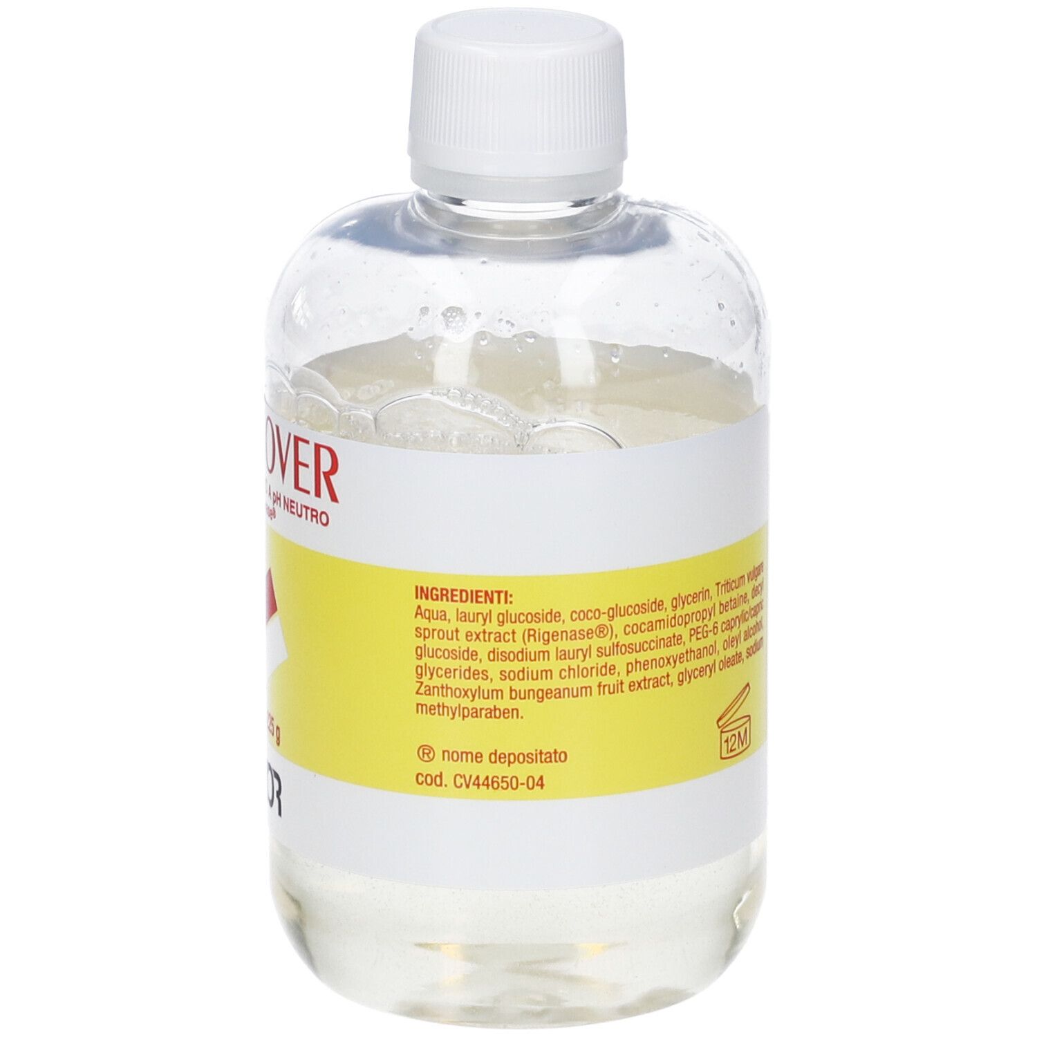 Flacone trasparente con liquido. Scritto: Jalma Over, Detergente Intimo, pH neutro. Contiene ingredienti.