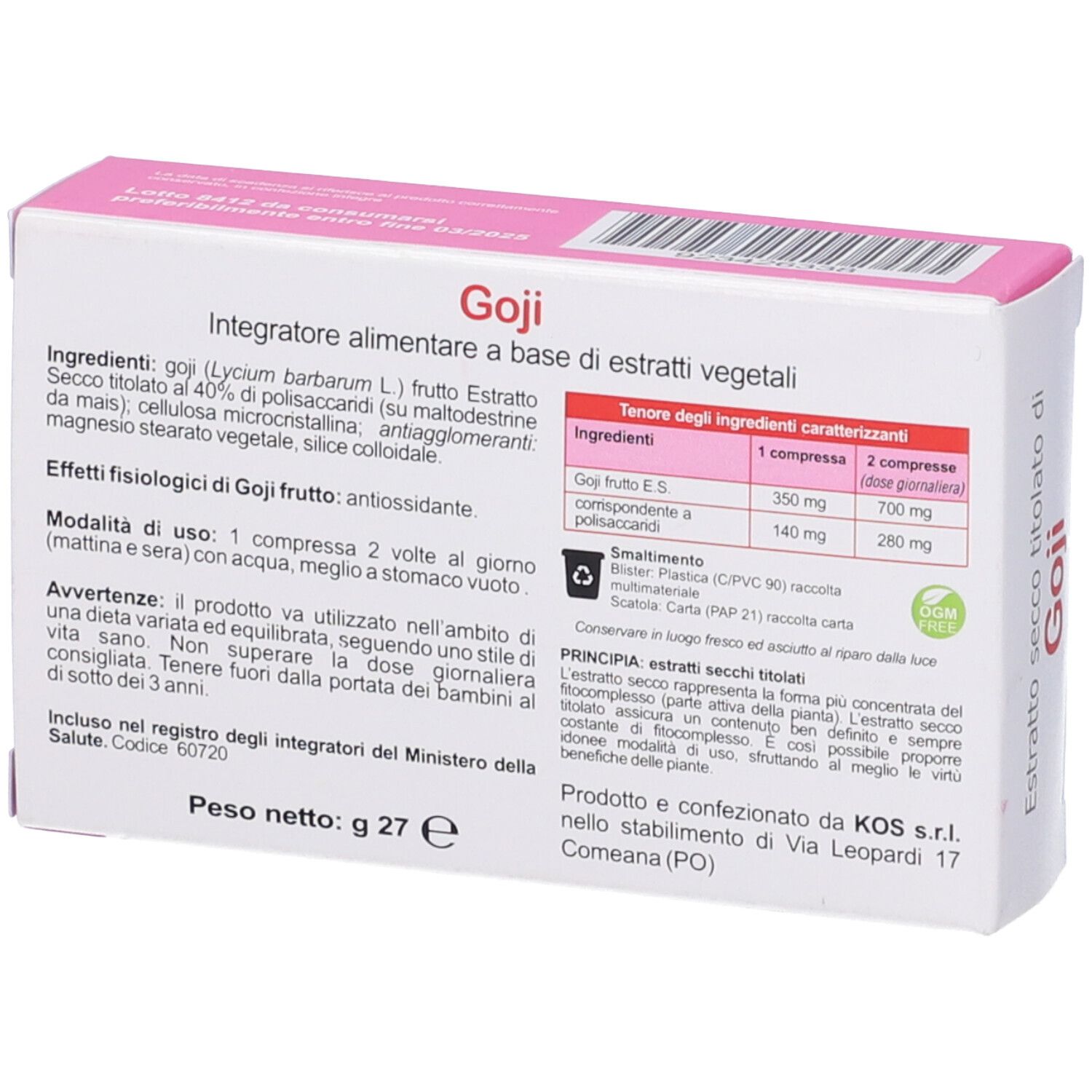 KOS Goji Estratto Secco Compresse
