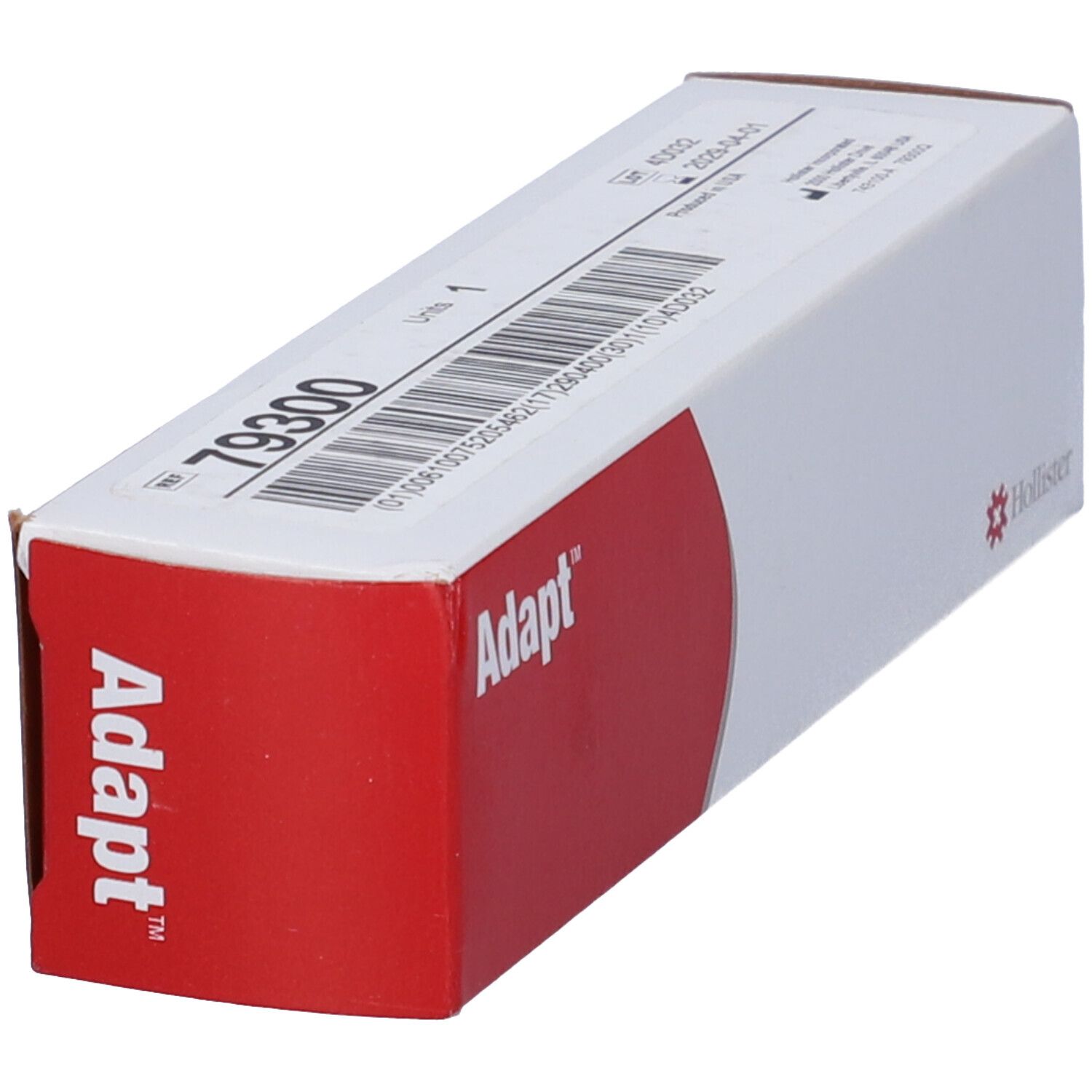 Confezione Adapt bianca e rossa. Logo Adapt e Hollister. Codice prodotto 79300.