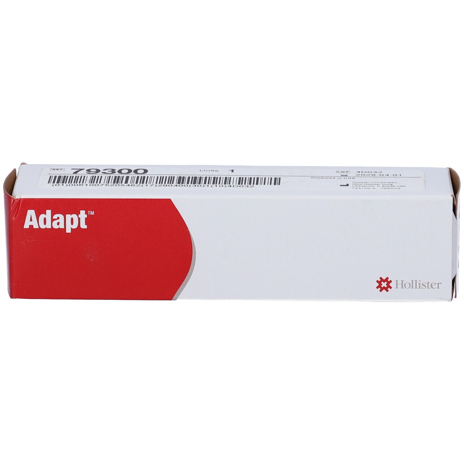 Confezione Adapt bianca e rossa. Logo Adapt e Hollister. Codice prodotto 79300.
