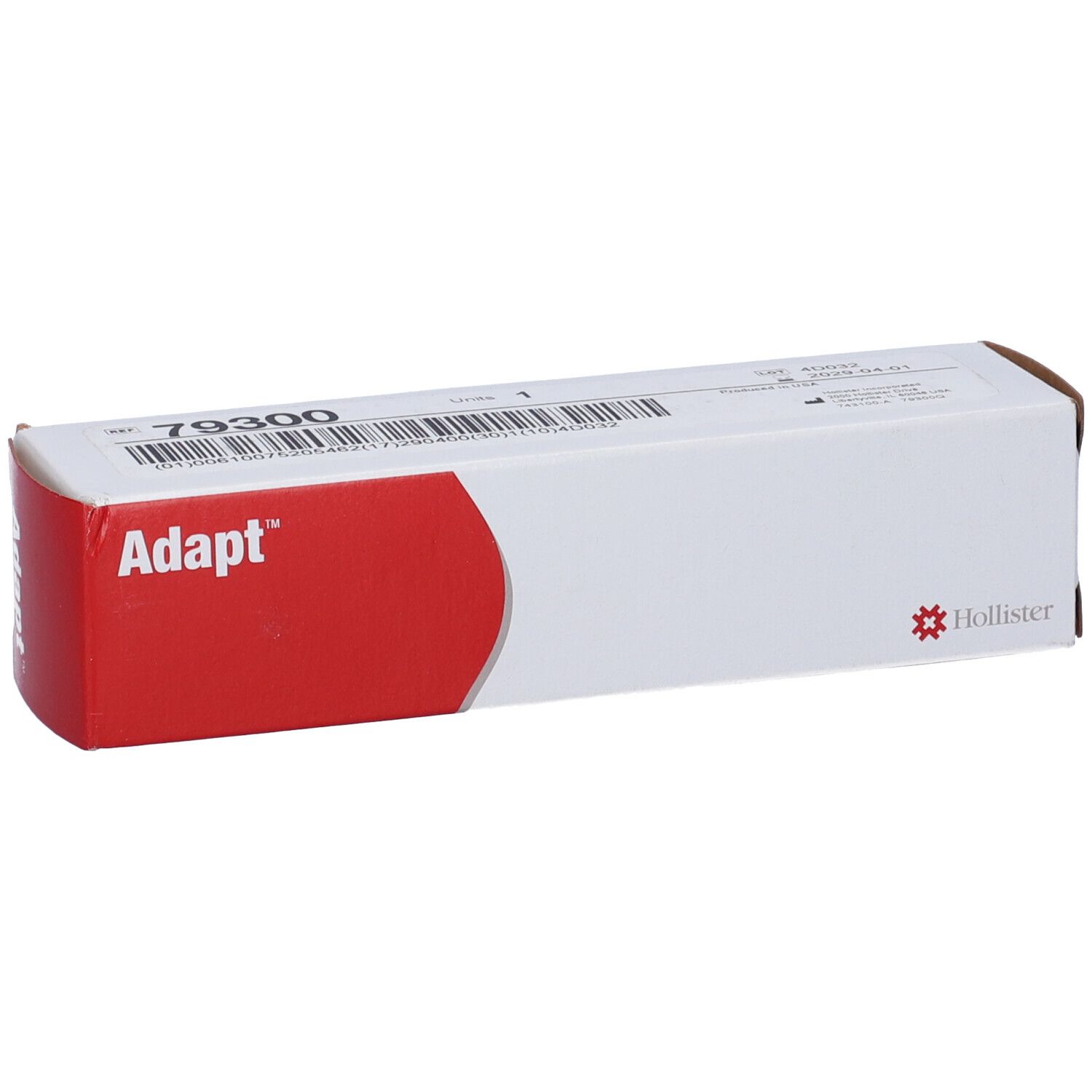 Confezione Adapt bianca e rossa. Logo Adapt e Hollister. Codice prodotto 79300.