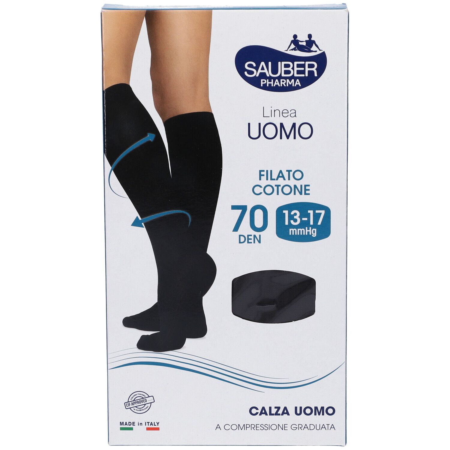 Calza Uomo Cotone 70 Denari  Grande Nero