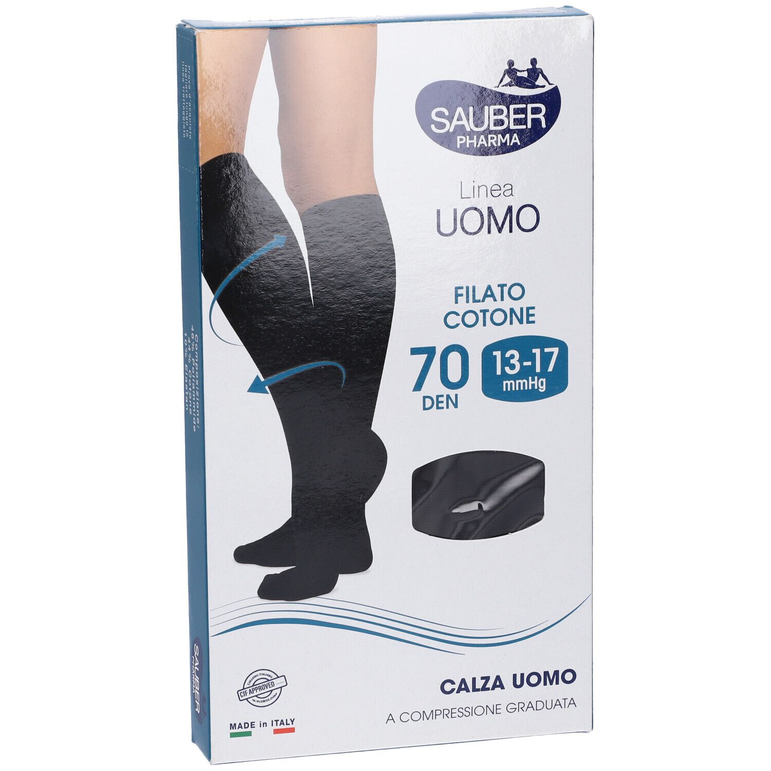 Calza Uomo Cotone 70 Denari  Grande Nero