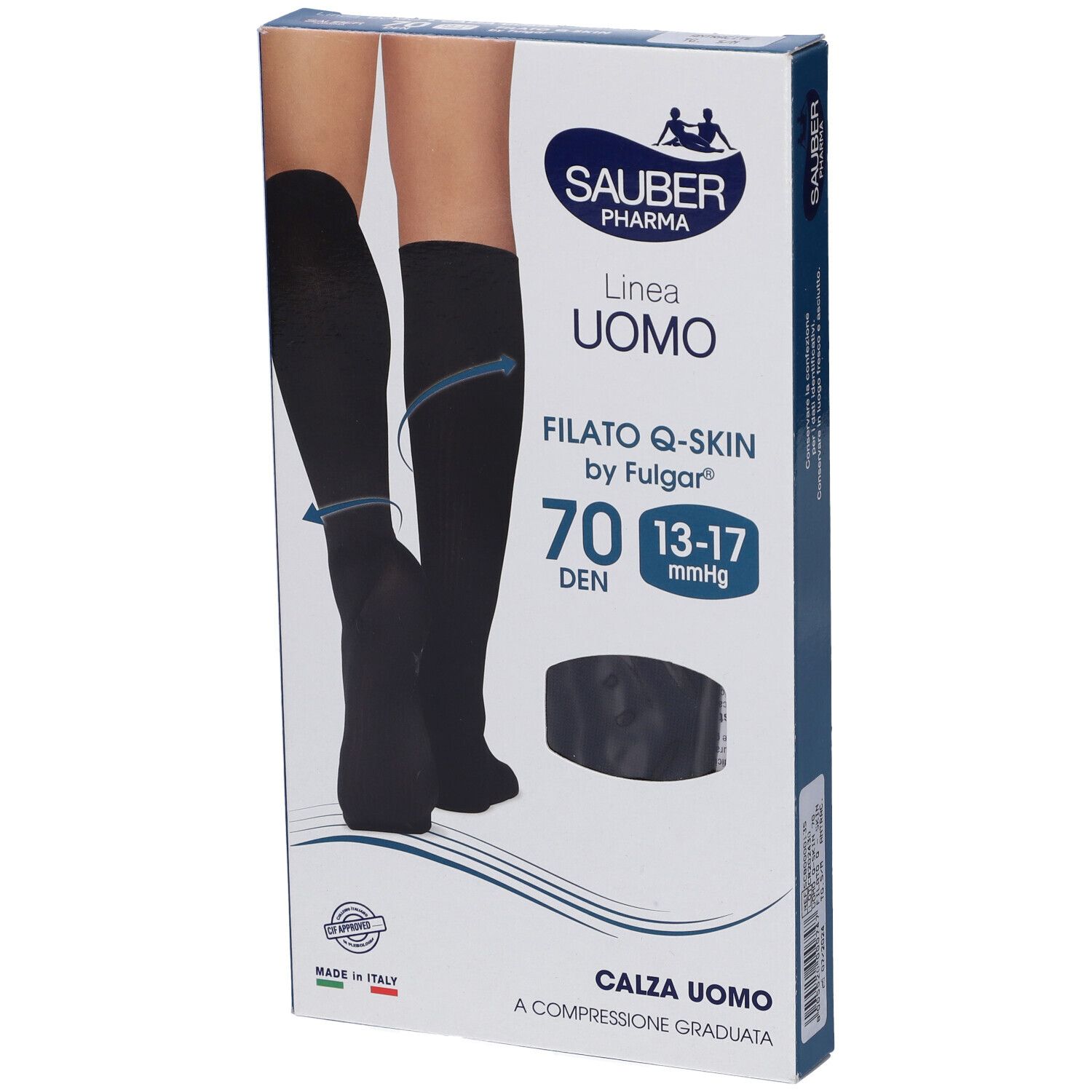 Sauber Calza Uomo Q-Skin 70 Den Colore Antracite Taglia M