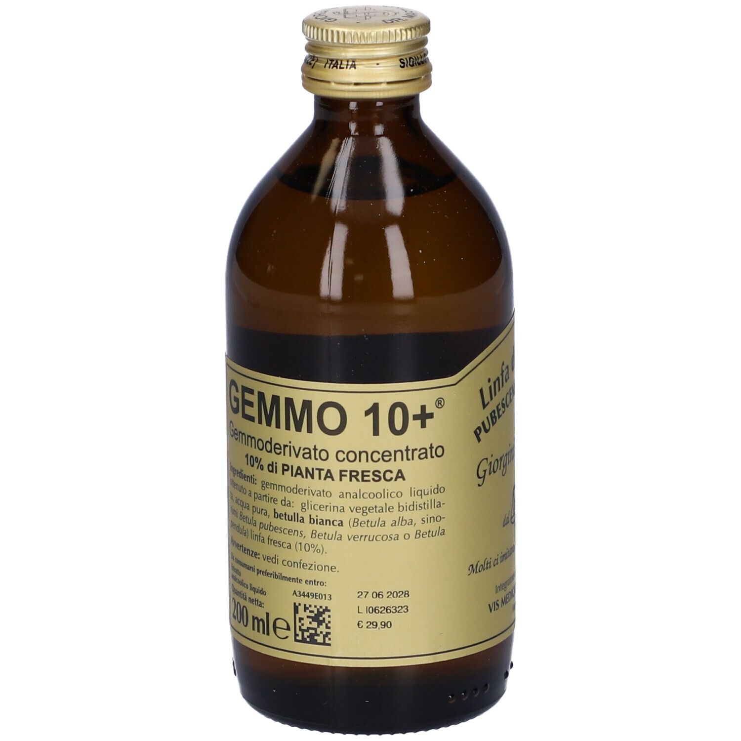 Gemmo 10+ Betulla B Linfa 200 Ml Liquido Analcolico