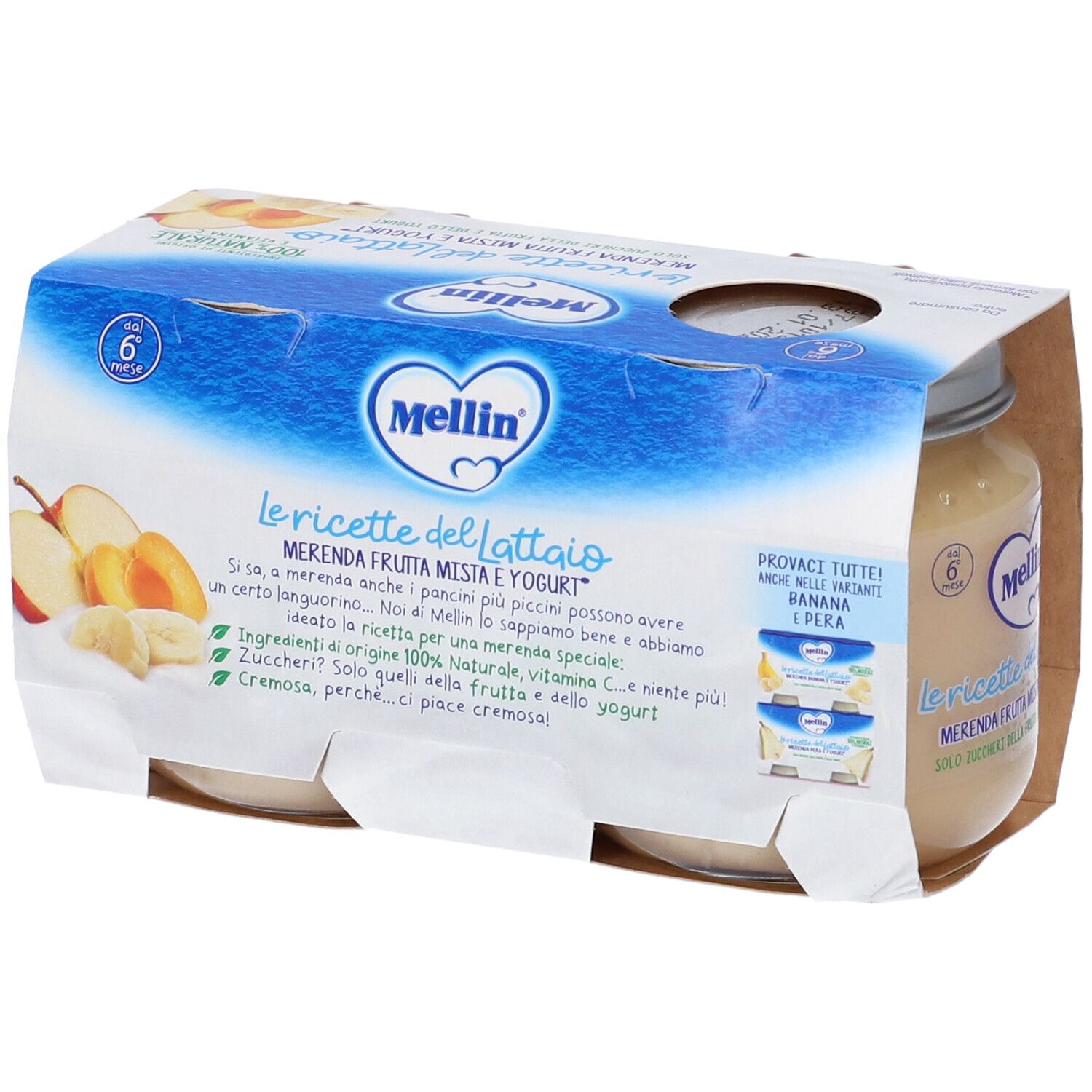 Mellin Frutta e Yogurt Merenda Pastorizzata* 2 x 120 g