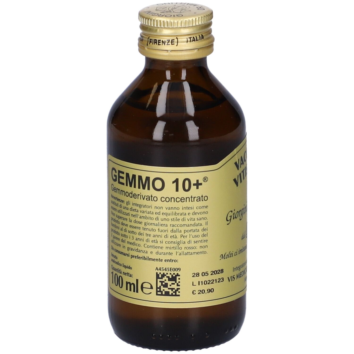 Gemmo 10+ Mirtillo Rosso Liquido Analcolico 100 Ml