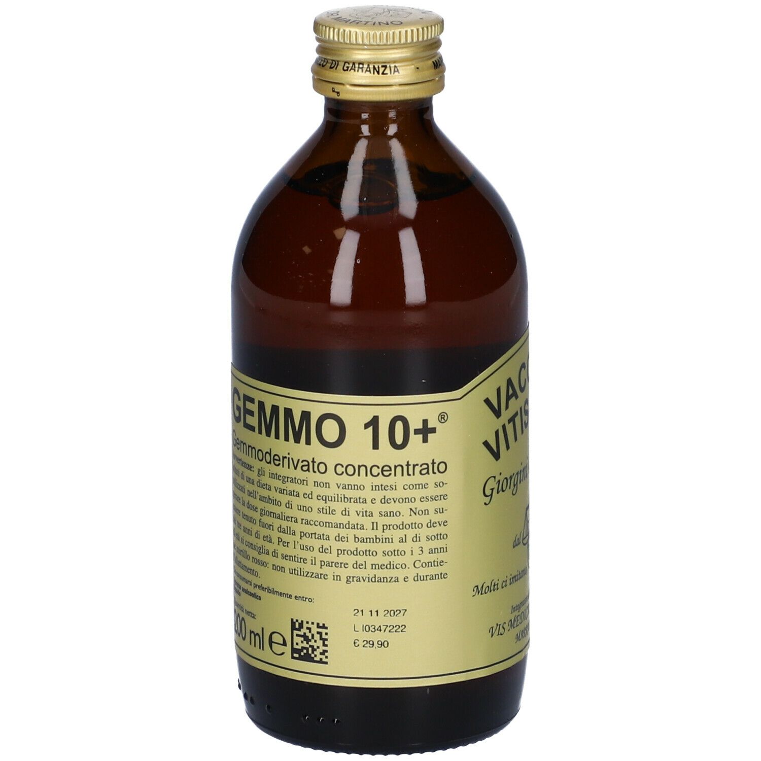 Gemmo 10+ Mirtillo Rosso Liquido Analcolico 200 Ml