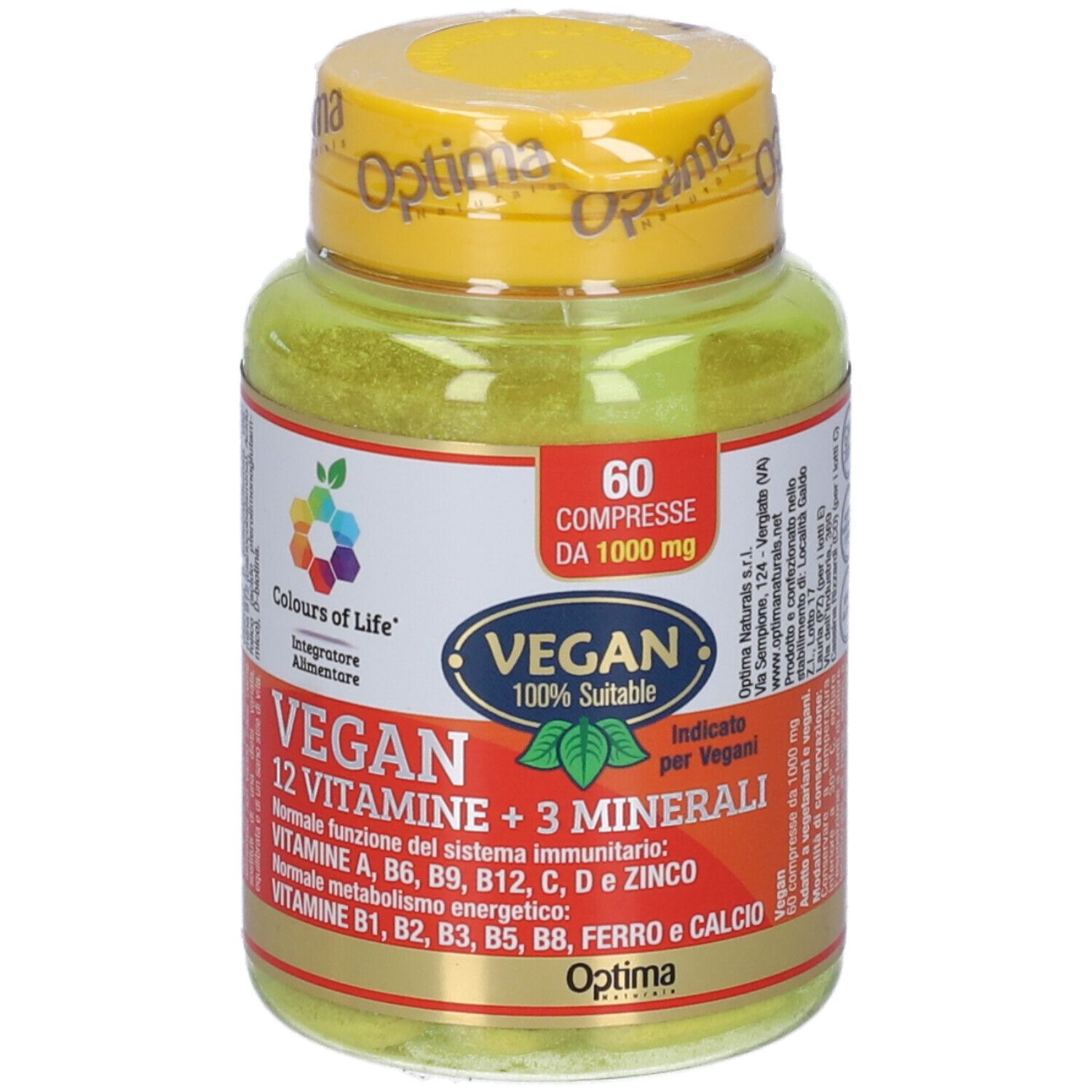 Colours Of Life Vegan 12 Vitamine + 3 Minerali 60 Compresse