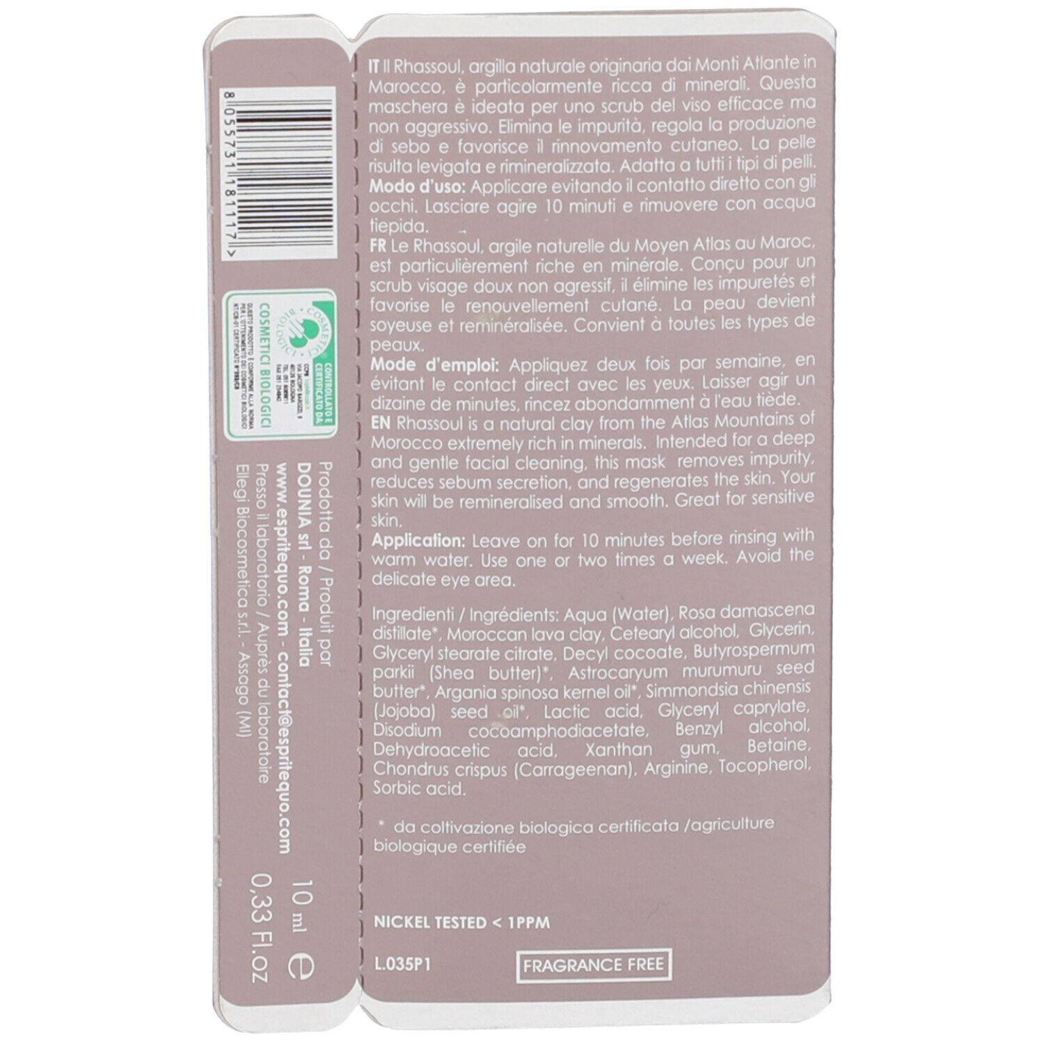 Esprit Equo Rhassoul Peeling Mask Argan Murumuru Bio 22 Pezzi Da 10 Ml