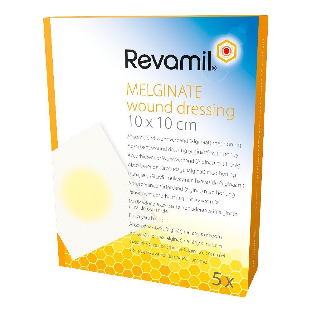 Garza Medicata Revamil Melginate Alginato Miele 10X10 Cm 5 Pezzi