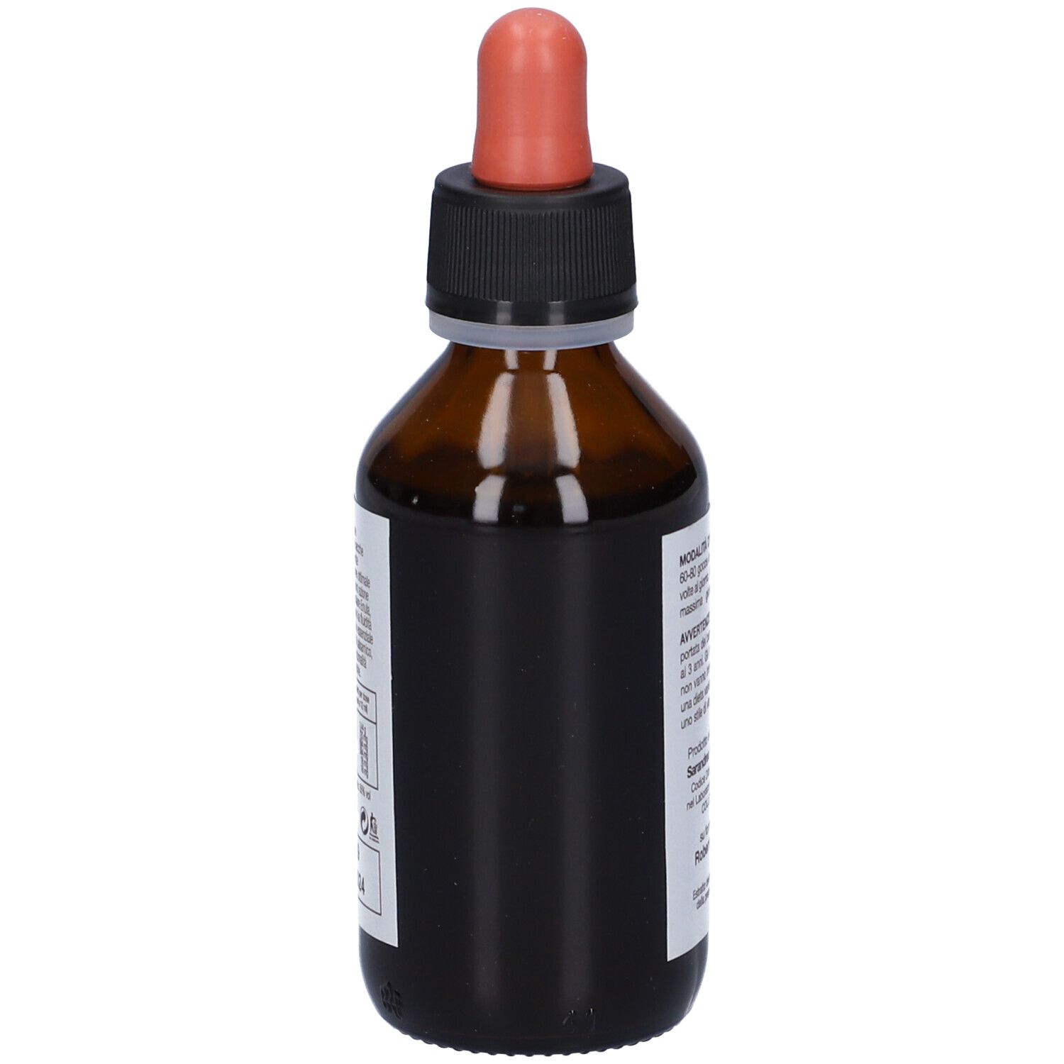 Flacone di vetro marrone con contagocce. L'etichetta riporta "Respiro-Sint" e testo. 100 ml.