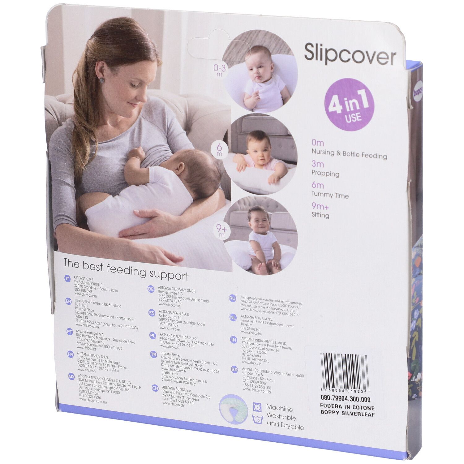 Chicco Boppy Cotton Slipcover Silverleaf