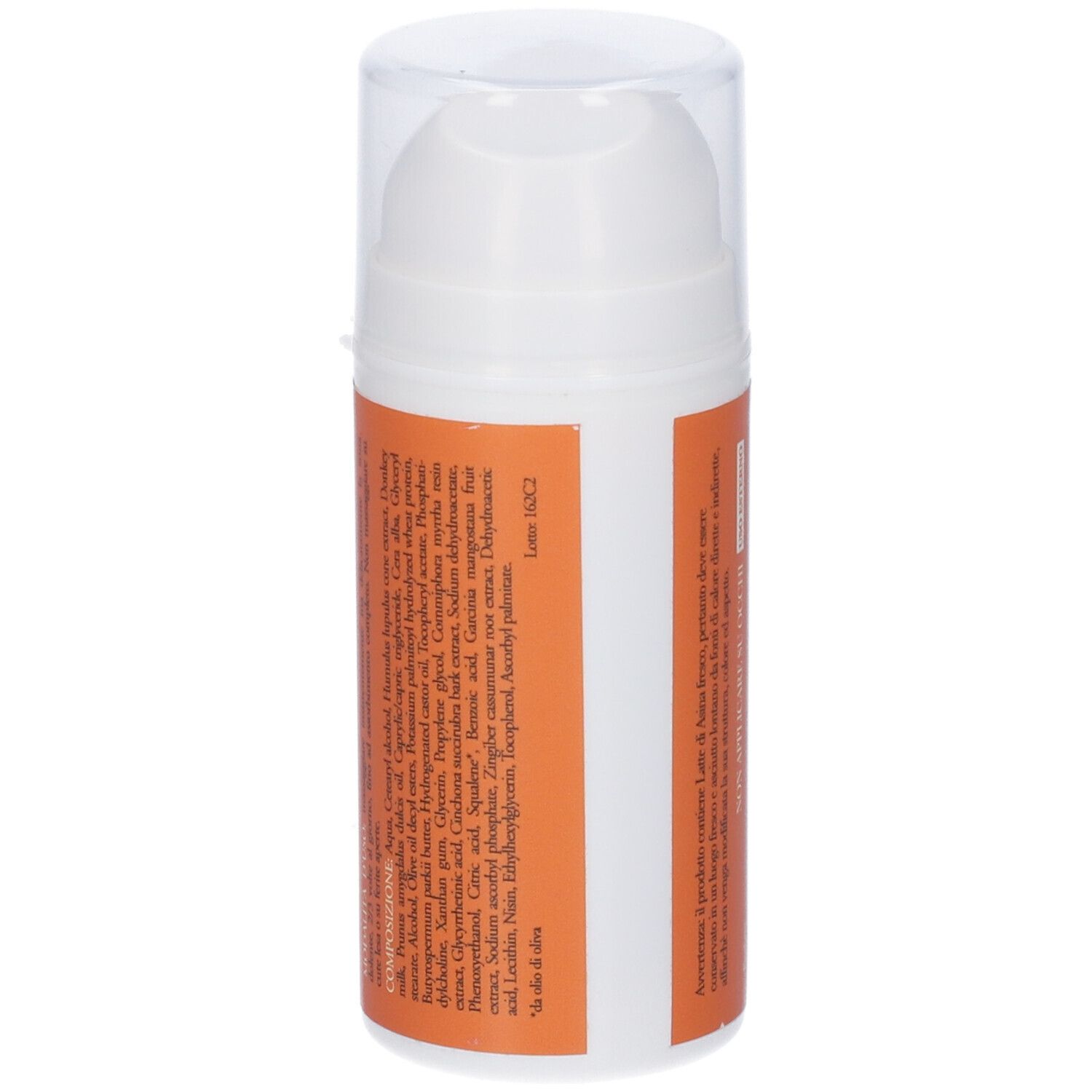 Flacone bianco con dosatore. Scritta: barrier. flex dermocream. Striscia arancione con testo. 100 ml.