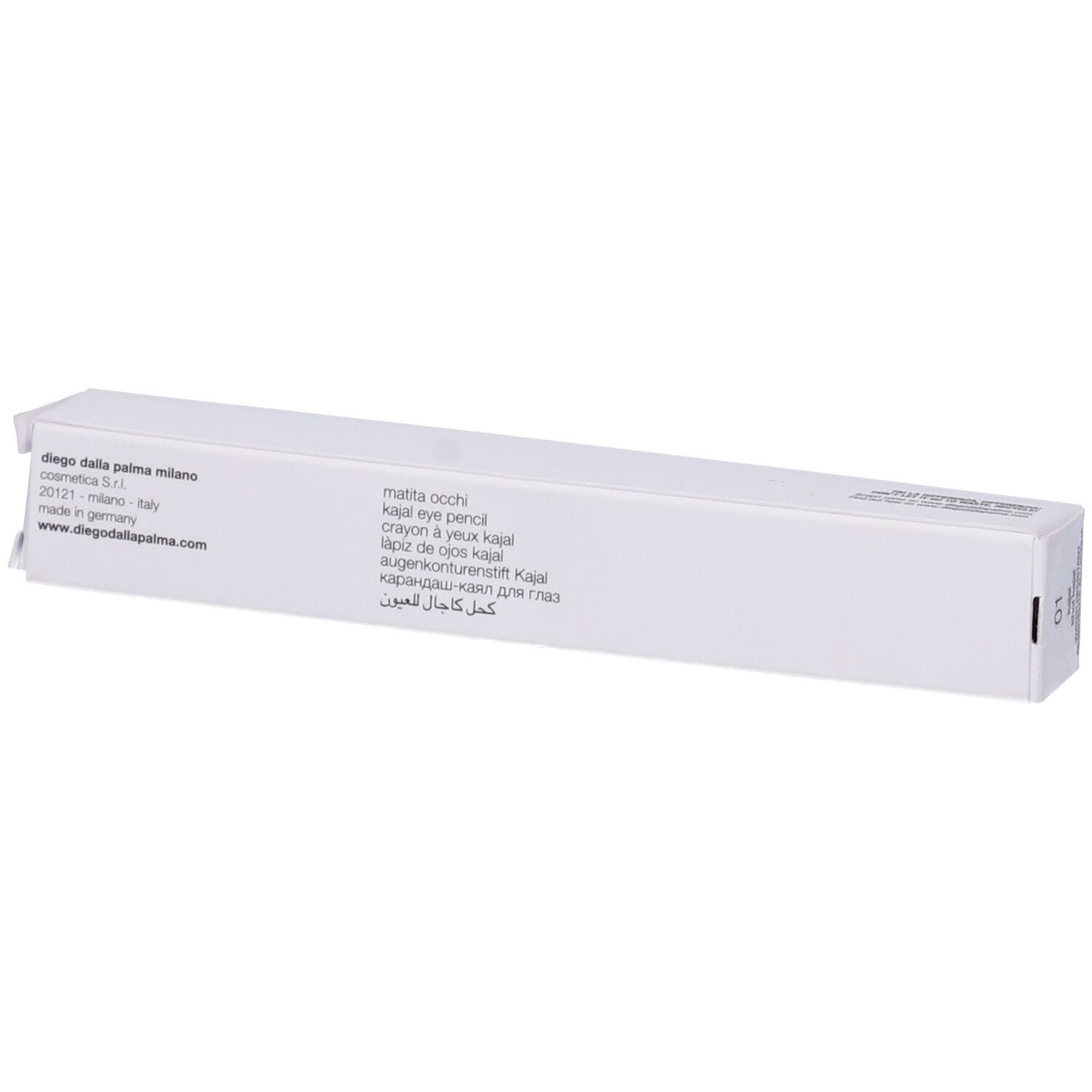 Confezione bianca con testo multilingue. Marchio: Diego Dalla Palma Milano. Prodotto in Germania.