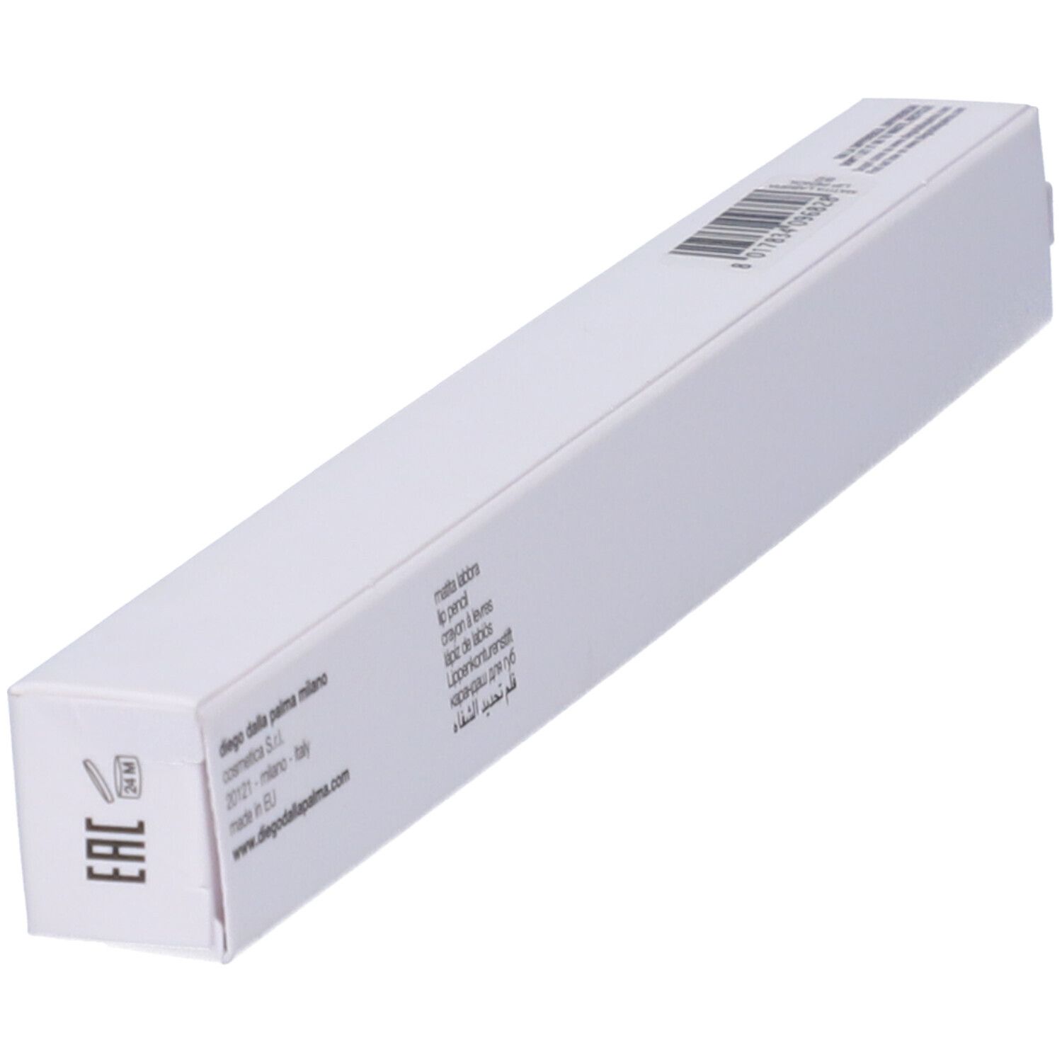 Confezione rettangolare bianca. Scritta: Diego dalla Palma. Testo e codice a barre.