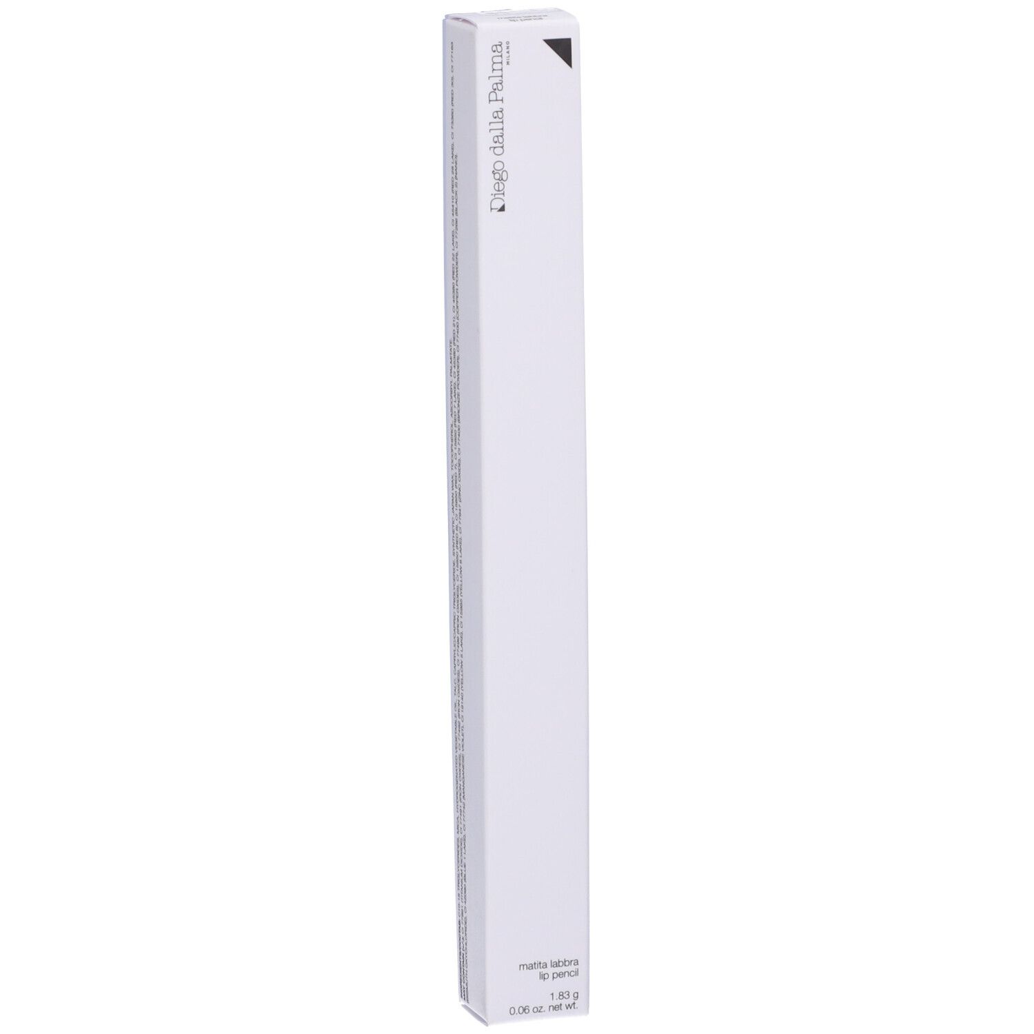 Confezione bianca sottile. In alto a sinistra, "Diego dalla Palma". In basso, "Matita Labbra" e "1,20 g".