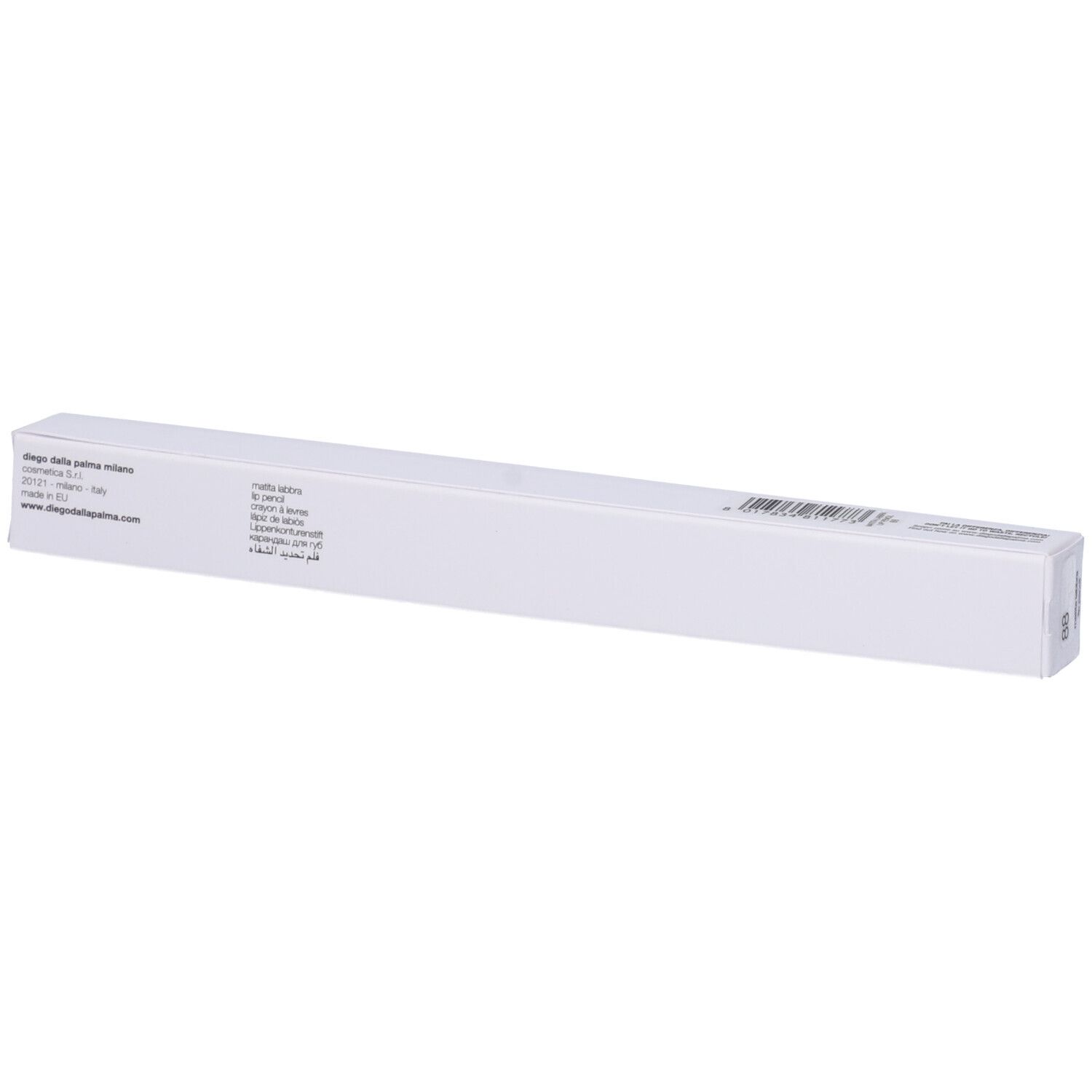 Confezione rettangolare bianca. Stampa con logo e informazioni sul prodotto.