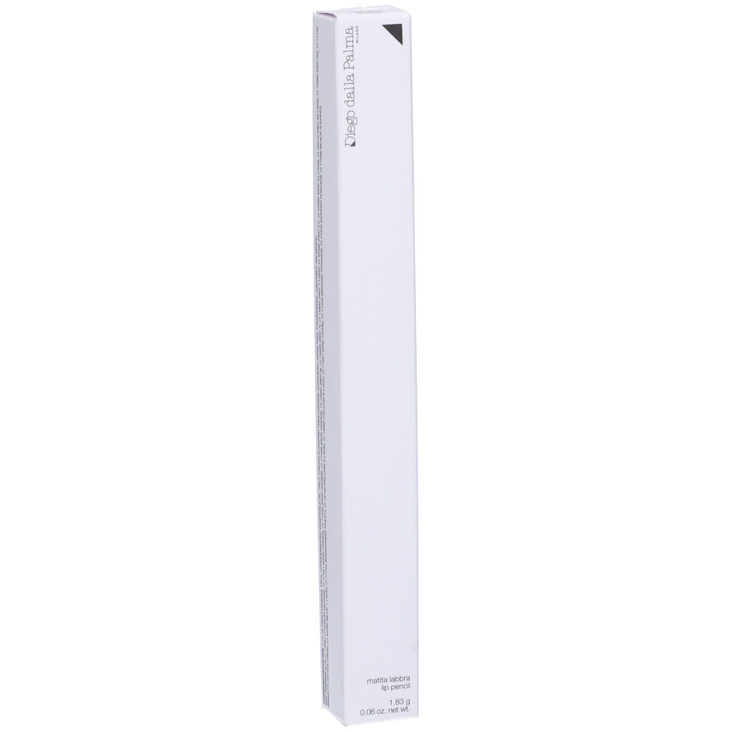Confezione bianca sottile con logo Diego dalla Palma. Scritta: Matita labbra, 1,05 g.