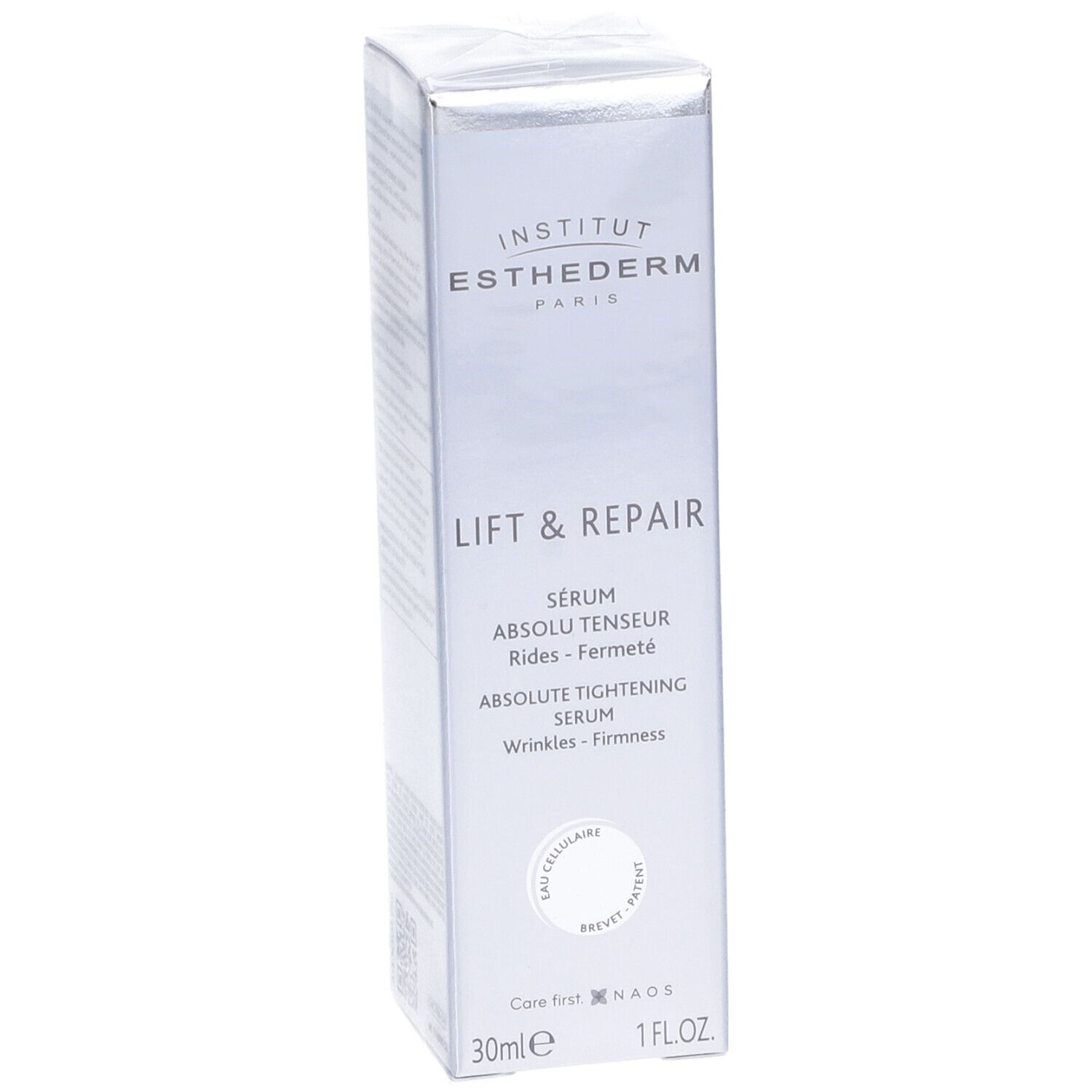 Confezione del prodotto. "Lift & Repair Sérum Absolu Tenseur". 30ml, 1 FL.OZ. Institut Esthederm Paris.