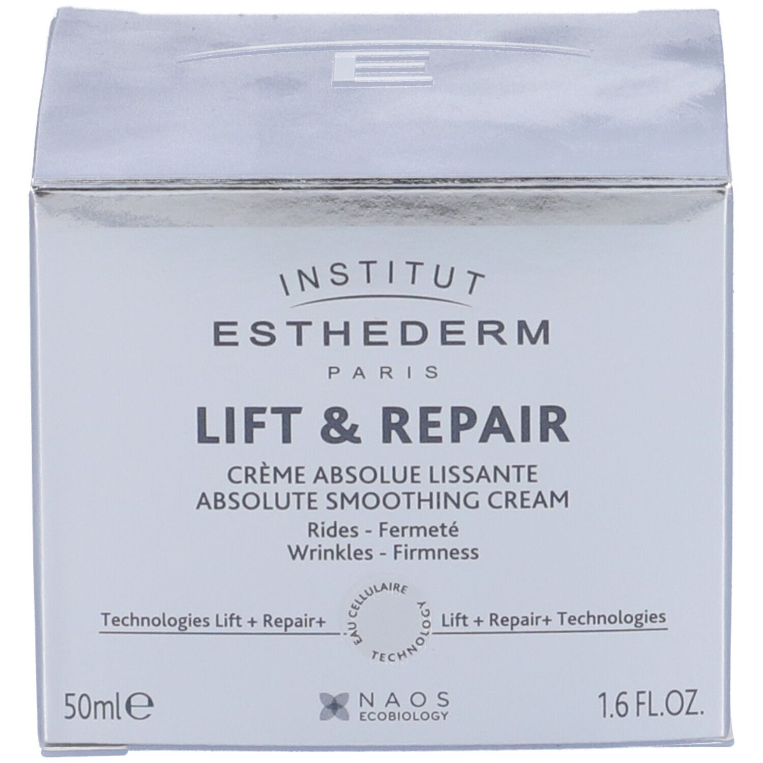 Scatola bianca. Scritta: Institut Esthederm, Lift & Repair Crème Absolue Lissante.