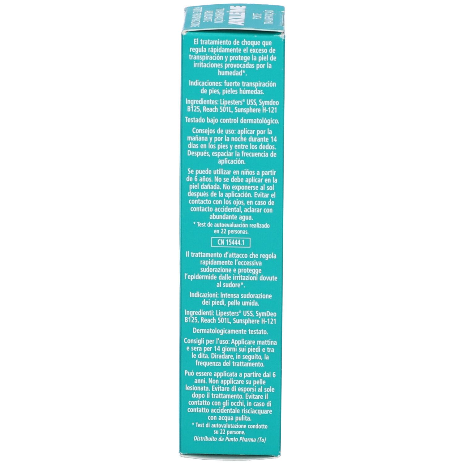 Scatola. Scritta: Crema anti-traspirante. Ingredienti, consigli d'uso. Testato dermatologicamente.