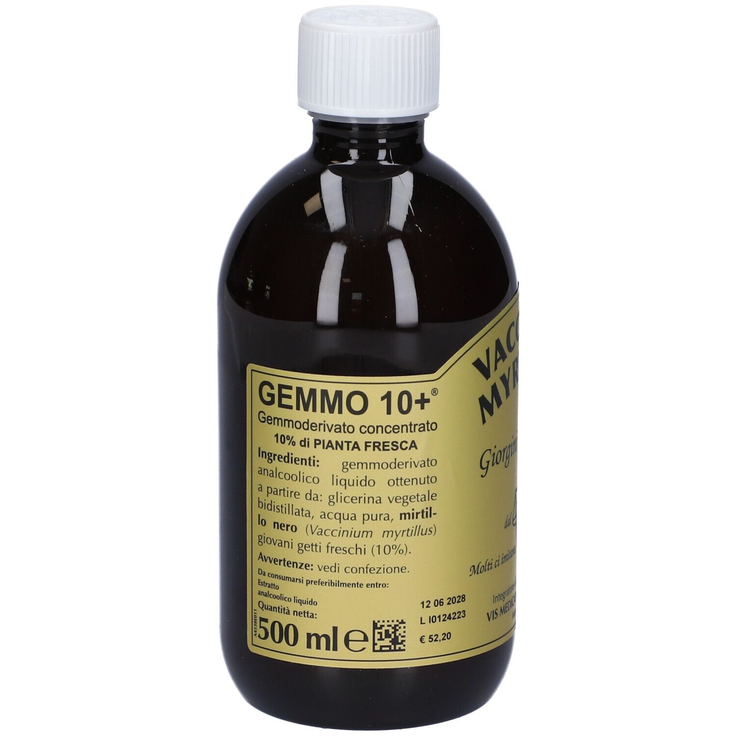 Gemmo 10+ Mirtillo Nero Liquido Analcolico 500 Ml
