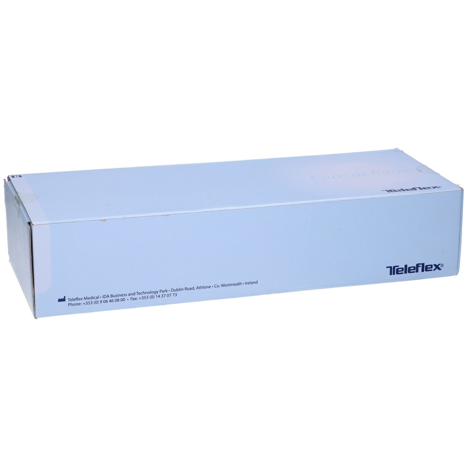 Confezione del prodotto blu chiaro. Sulla confezione è visibile il marchio Teleflex.