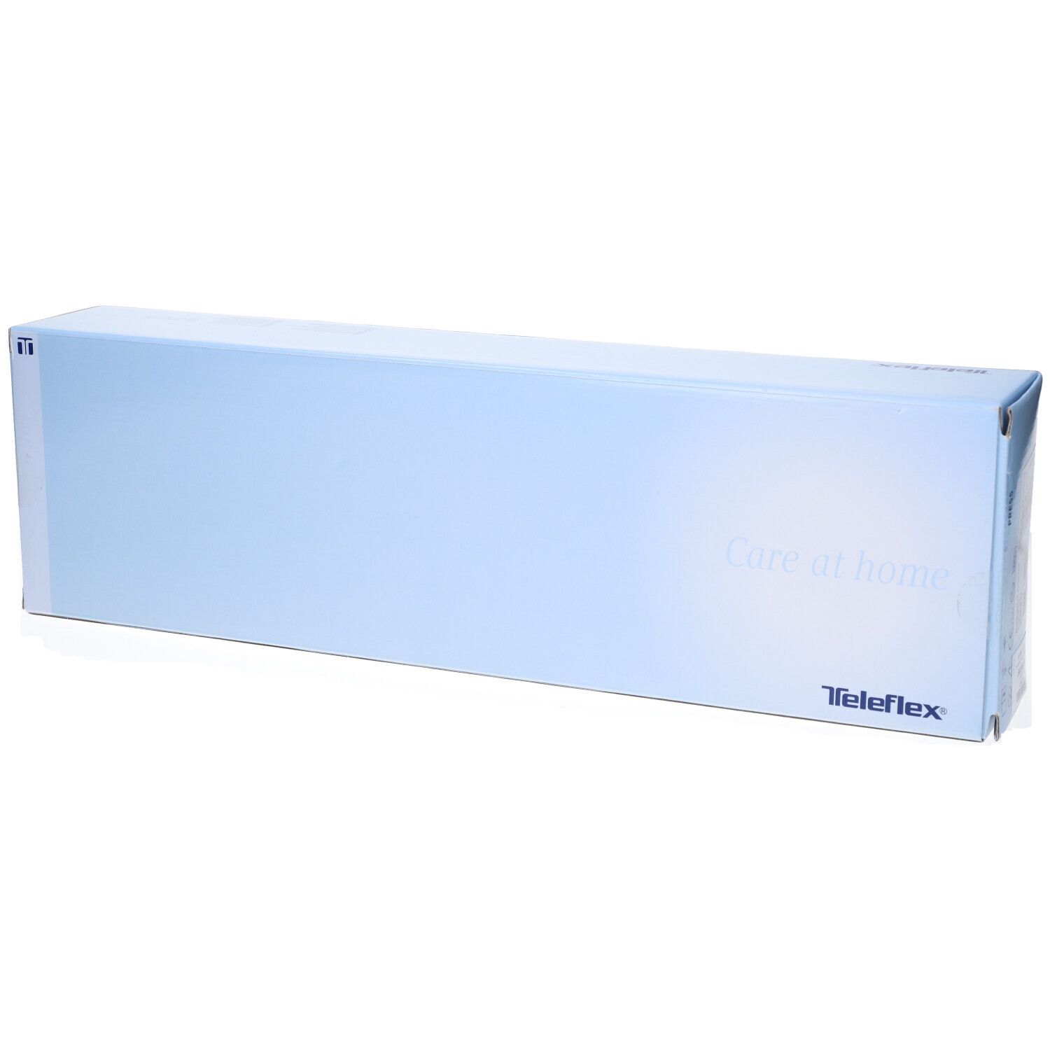 Confezione prodotto azzurra. Scritta Care at home e Teleflex. Forma rettangolare.