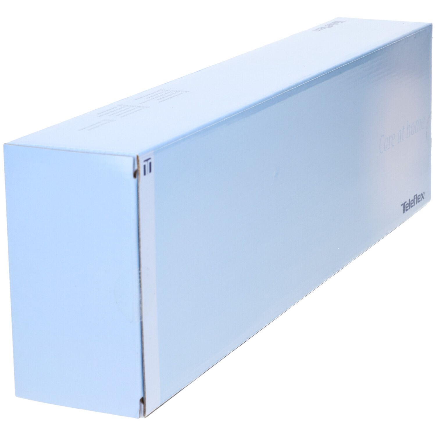 Confezione prodotto azzurra. Scritta Care at home e Teleflex. Forma rettangolare.
