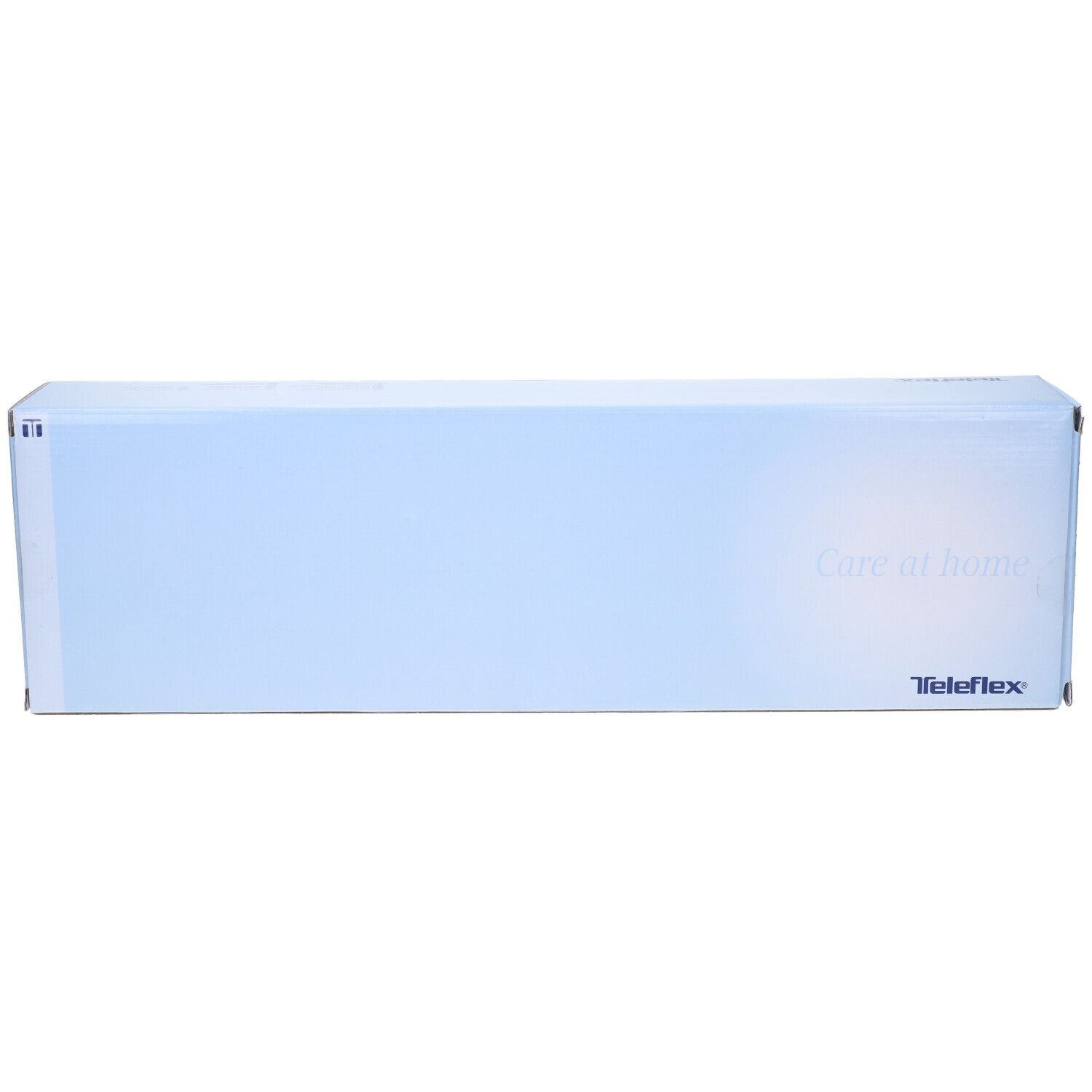 Confezione prodotto azzurra. Scritta Care at home e Teleflex. Forma rettangolare.