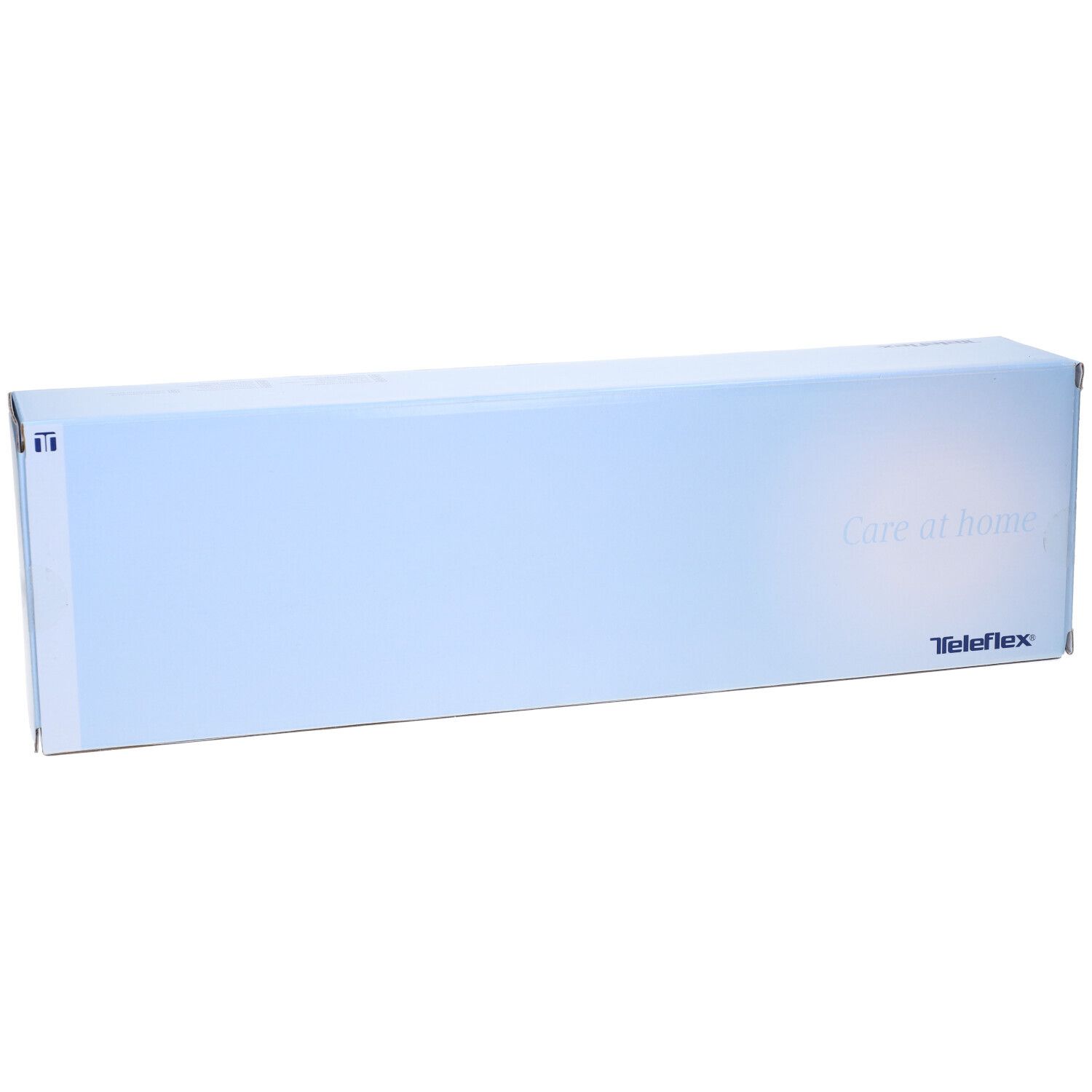 Confezione prodotto azzurra. Scritta Care at home e Teleflex. Forma rettangolare.