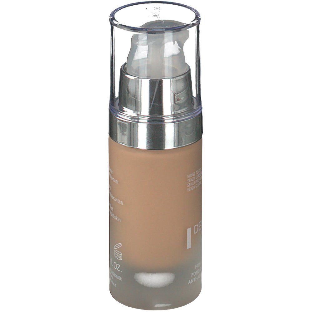 Flacone di fondotinta BioNike con testo. 30 ml, 1.01 fl. oz. Dettagli.