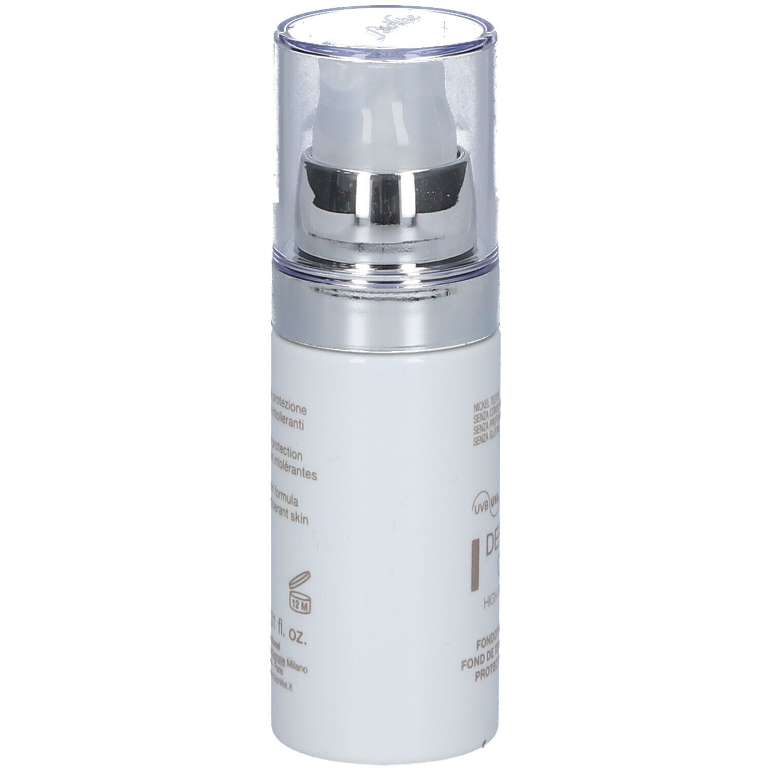 BioNike DEFENCE COLOR PRIMER. Flacone bianco con testo. Testo: High protection formula, 30 ml, 1.01 fl. oz.