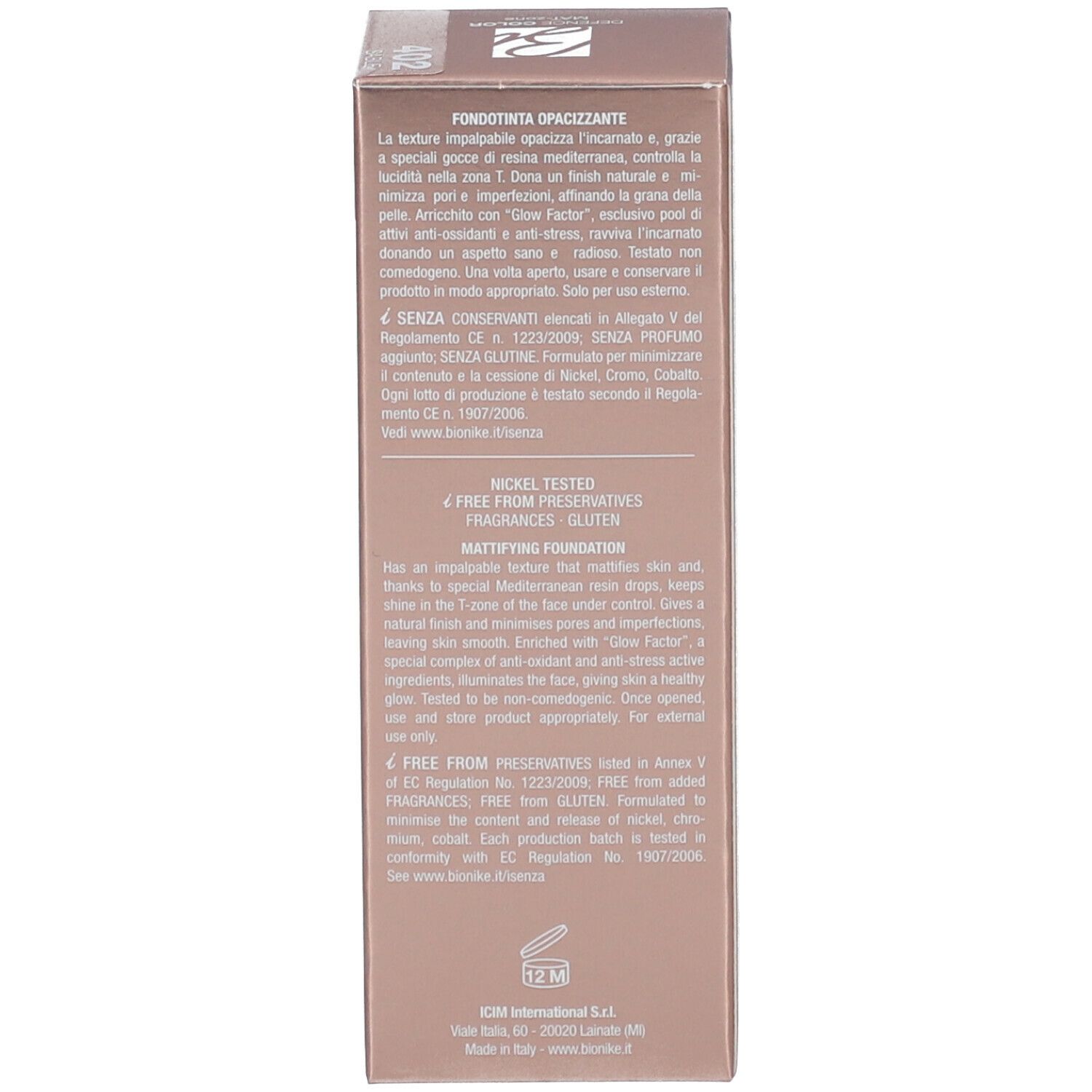 BioNike Defence Color Mat-Zone Fondotinta Opacizzante 402 Sabbia