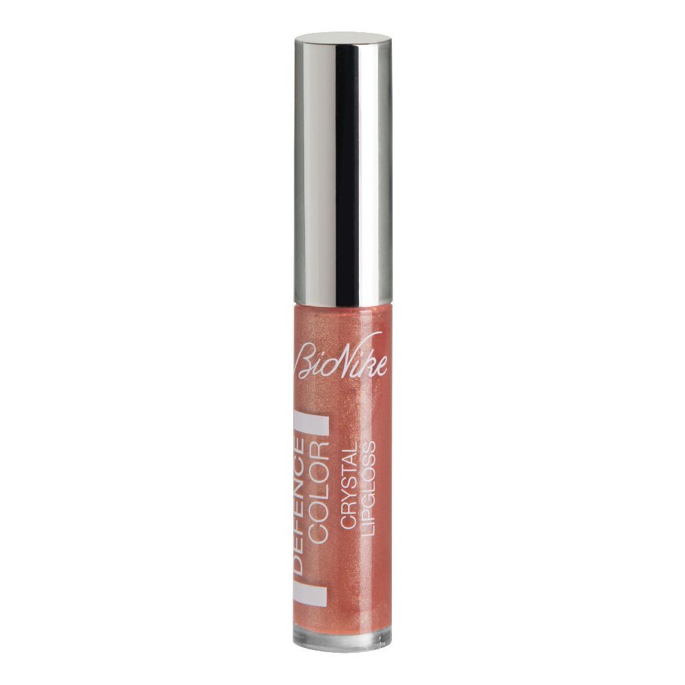 Lucidalabbra con tappo argentato. Scritta: DEFENCE COLOR CRYSTAL LIPGLOSS. Colore: Marrone.