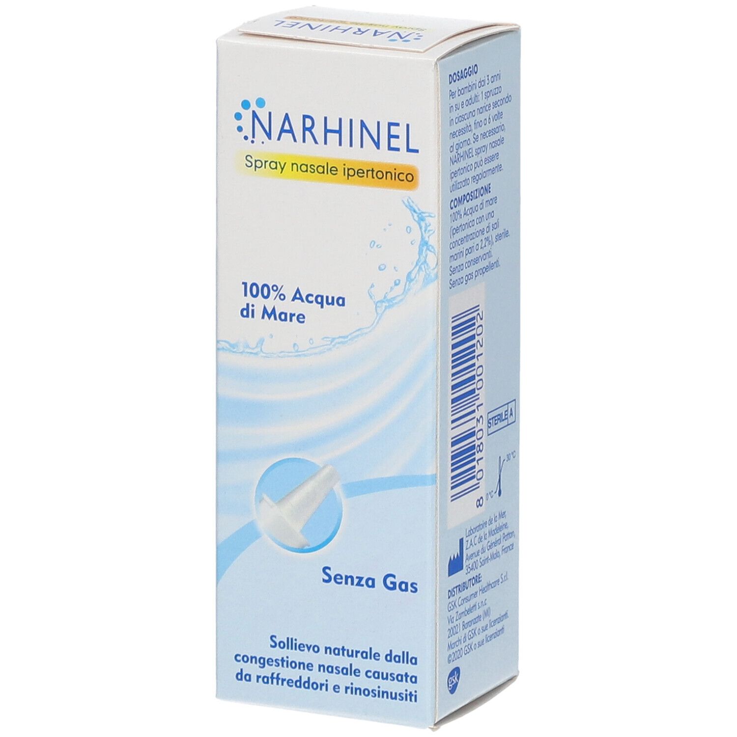 Narhinel spray nasale ipertonico, soluzione ipertonica di acqua di mare,  per un sollievo dal naso chiuso dovuto a raffreddore, rinosinusite e rinite