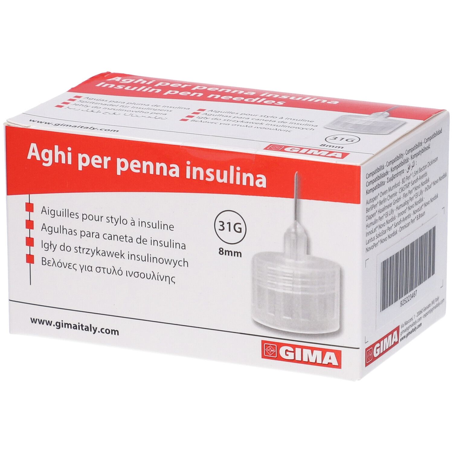 GIMA Aghi Penna Insulina 8 Mm - 31G
