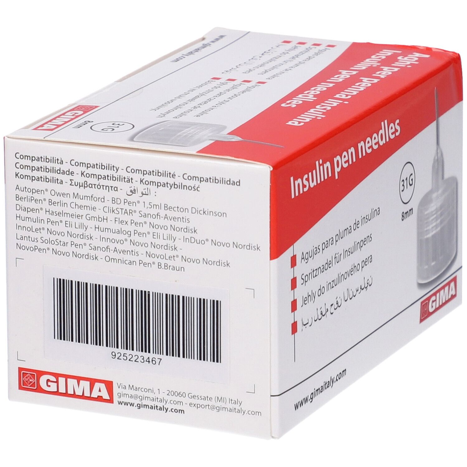 GIMA Aghi Penna Insulina 8 Mm - 31G