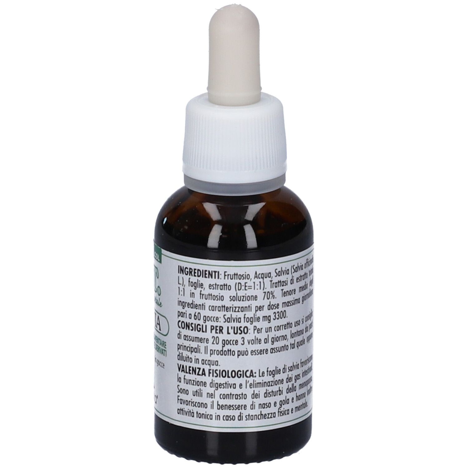 Vista laterale del flacone Lemuria Salvia E.T. Estratto con dettagli degli ingredienti.