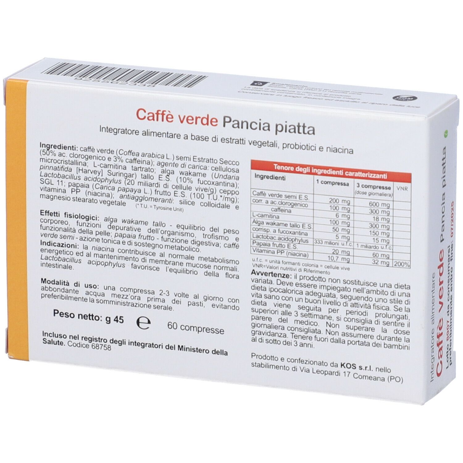 KOS Caffe Verde Pancia Piatta Compresse