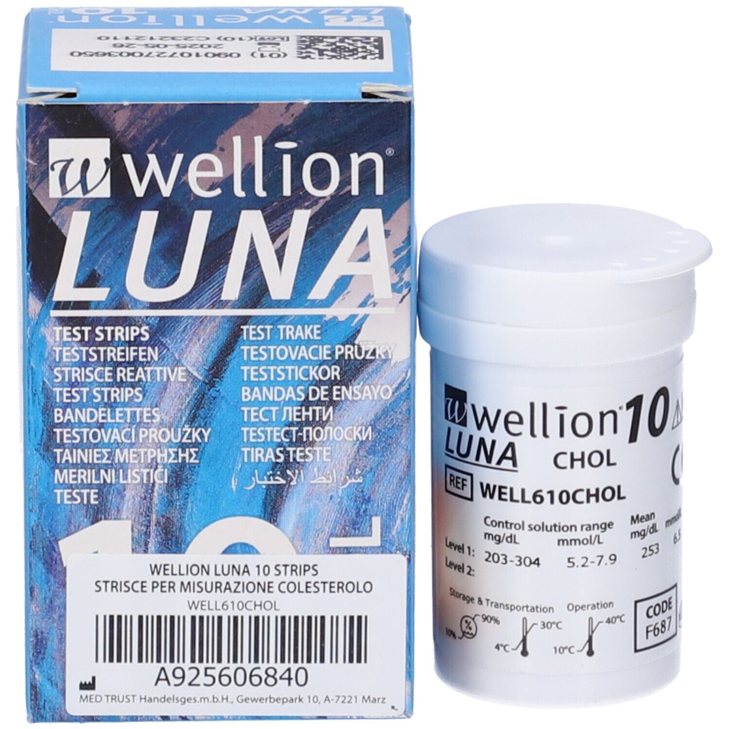Wellion Luna 10 Strips Strisce Per Misurazione Colesterolo