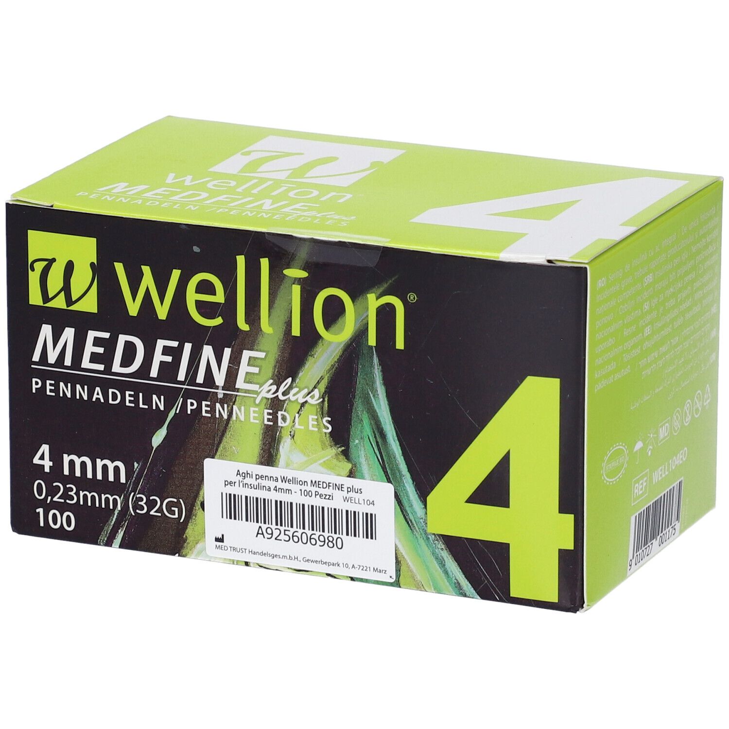 Ago Per Penna Da Insulina Wellion Medfine Plus 4 32 Gauge Lunghezza 4 Mm 100 Pezzi
