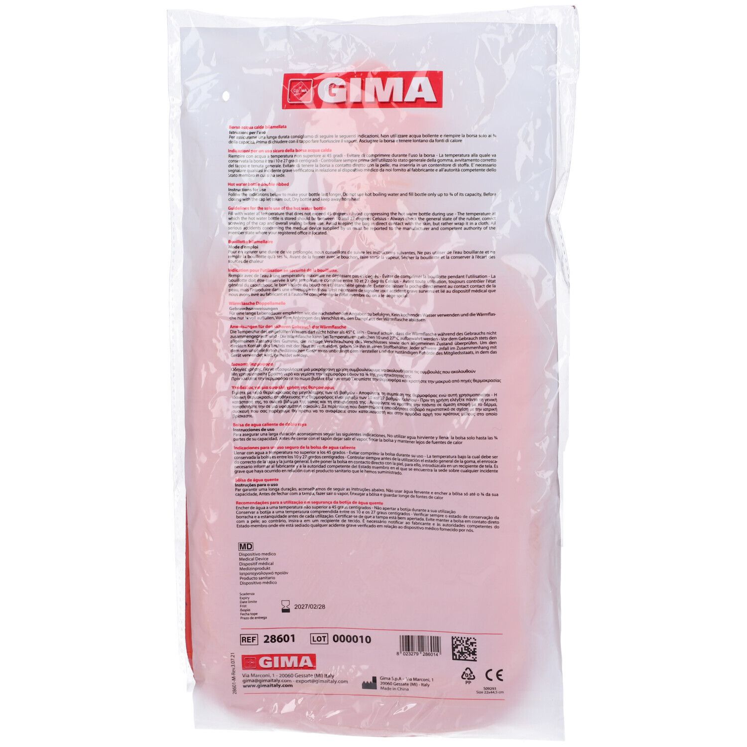 Borsa Acqua Calda Bilamellata Rossa