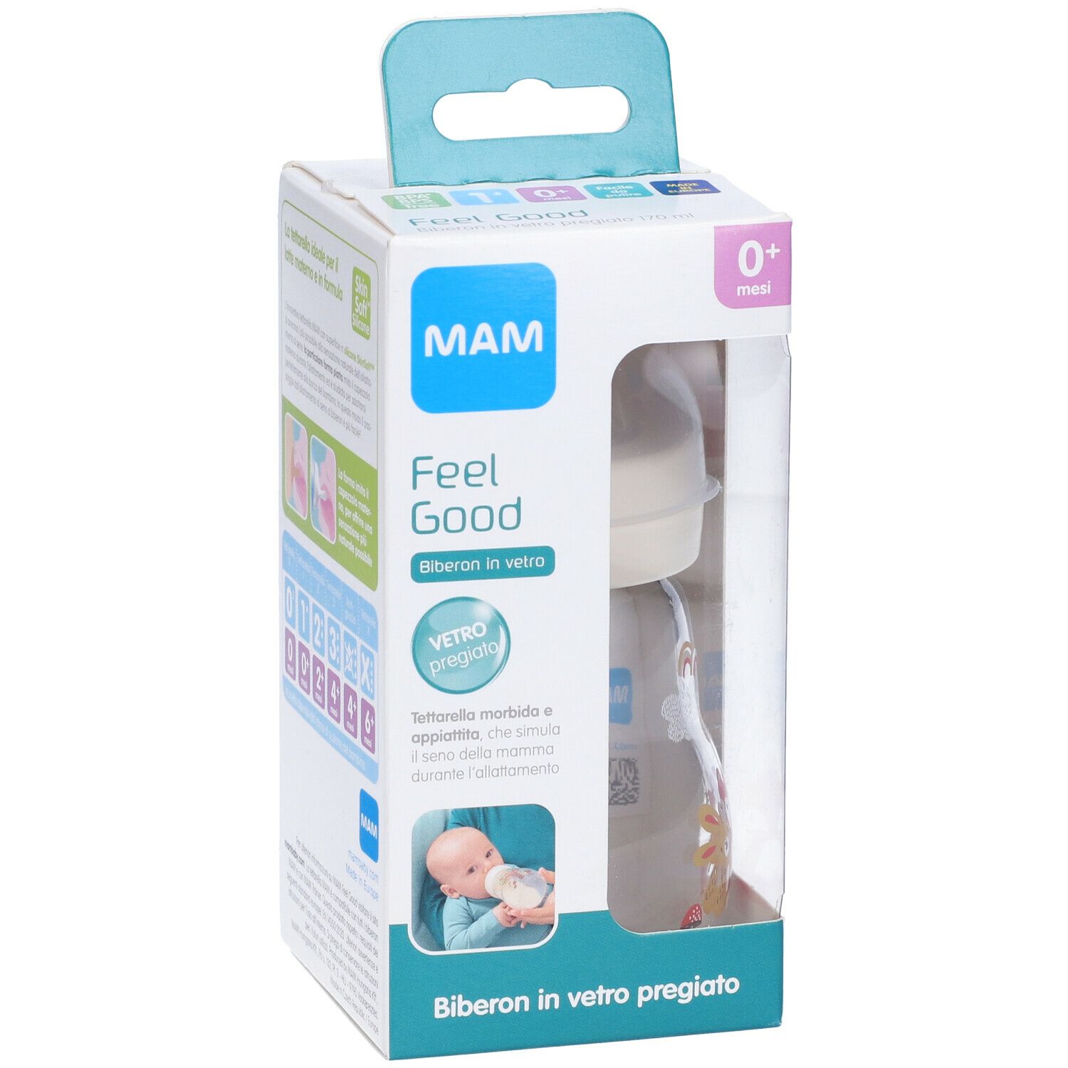 Mam - Feel Good Biberon Vetro 170 Ml - Bimbi Megastore