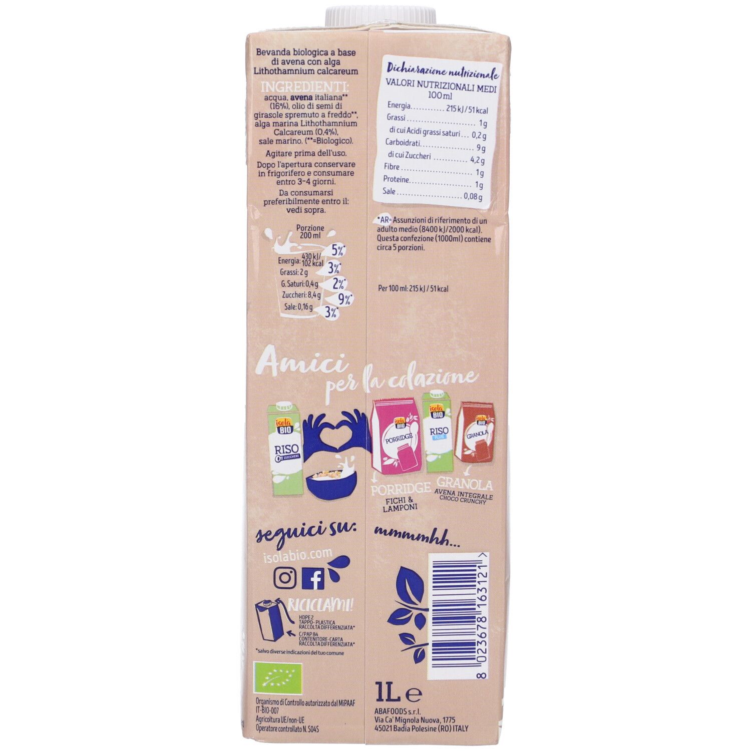 Isola Bio Avena Plus 1L