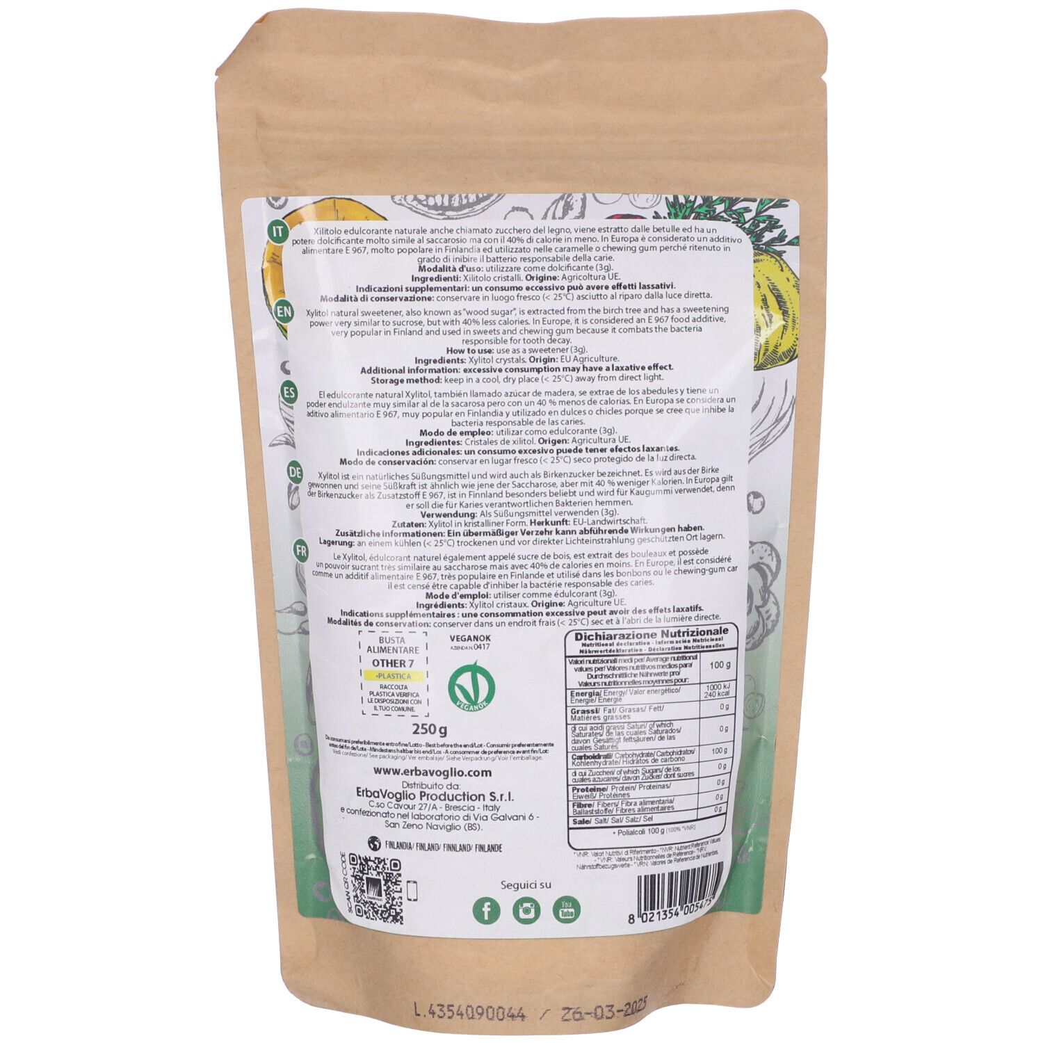 Xylitolo Di Betulla 250 G