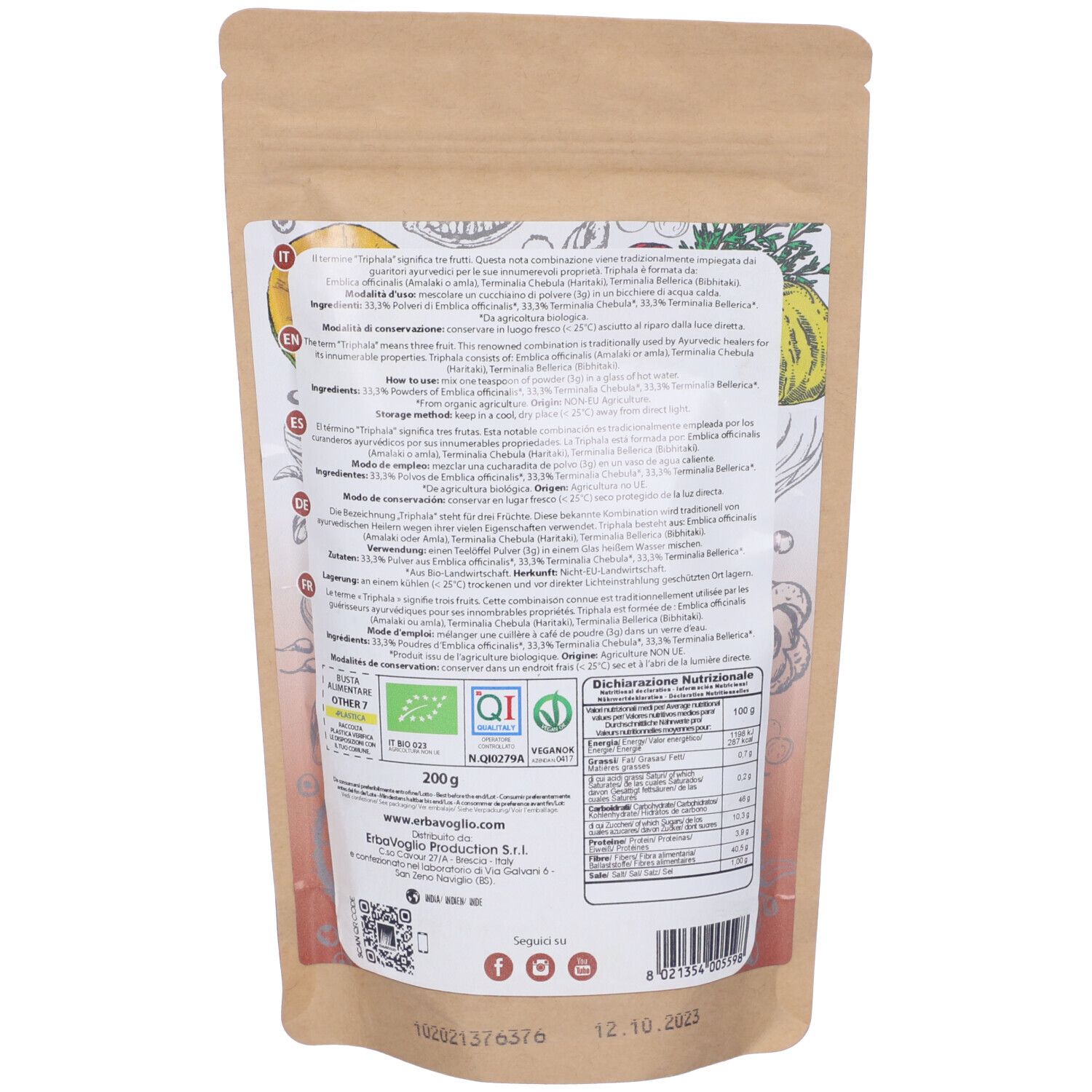 Triphala Polvere Biologico 200G