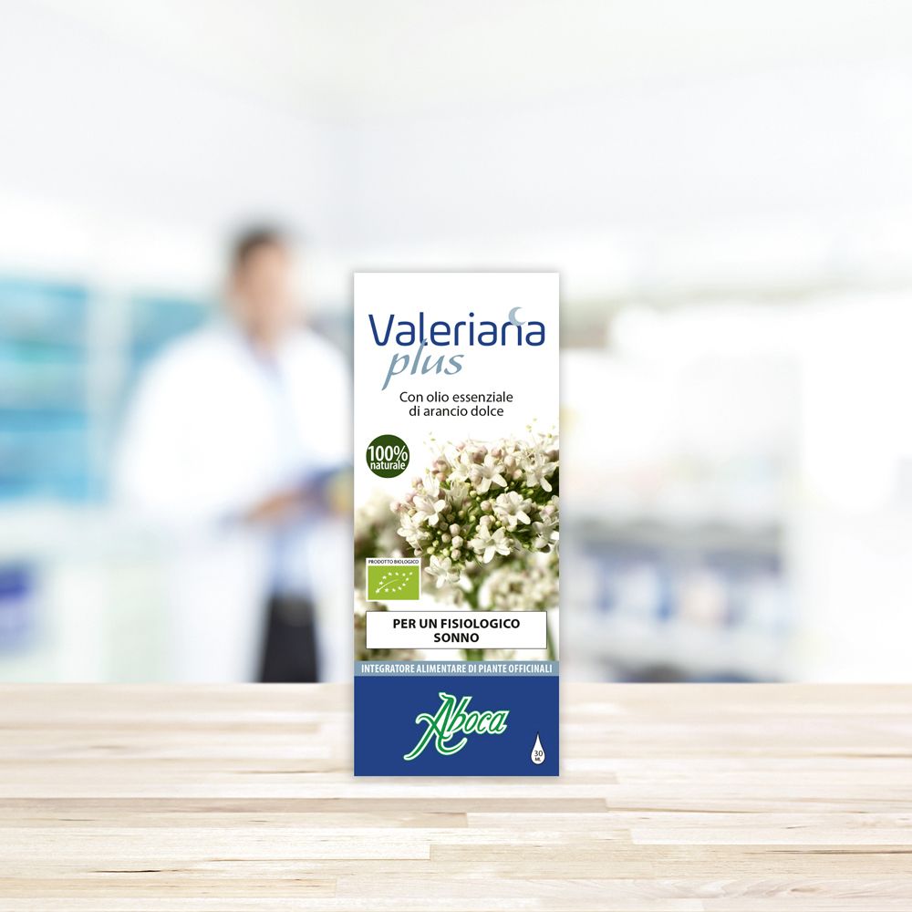 Valeriana plus su un bancone. Sfondo sfocato.