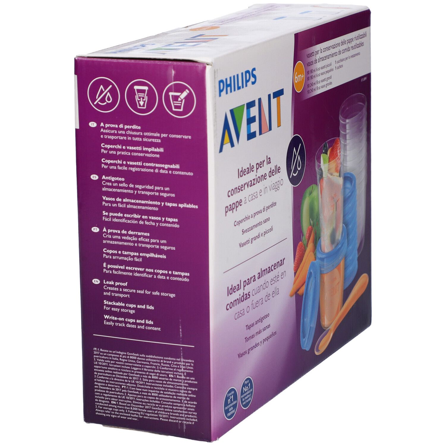 Avent Set 10 Vasetti Conservalatte 180Ml + 10 Vasetti Conservalatte 240Ml + 20 Coperchi + Cucchiaino